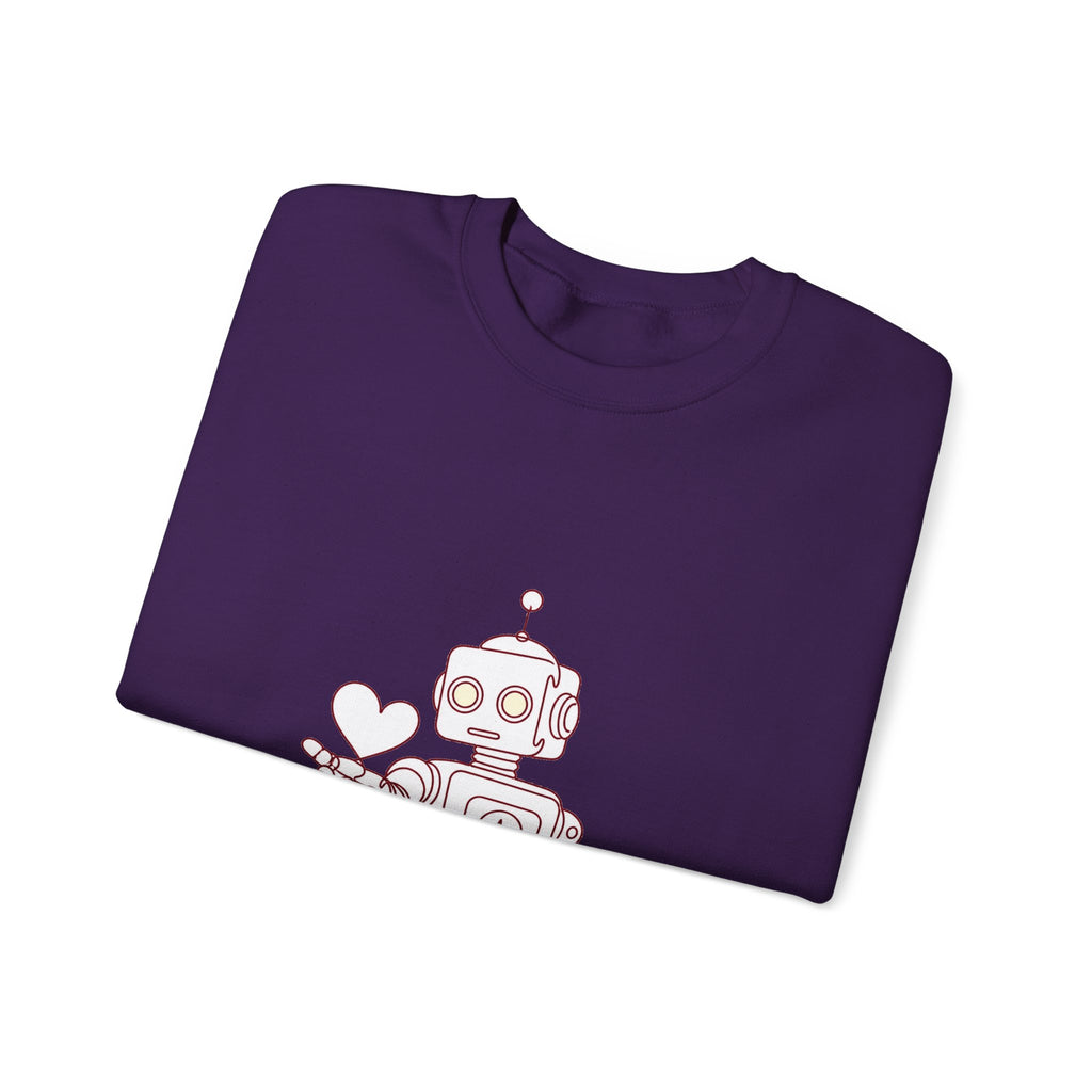 Matching Couple Sweatshirt - Robot & Heart Matching Couple Comfort Colors Crew Minimalist Art His Hers Christmas Gift - Design A