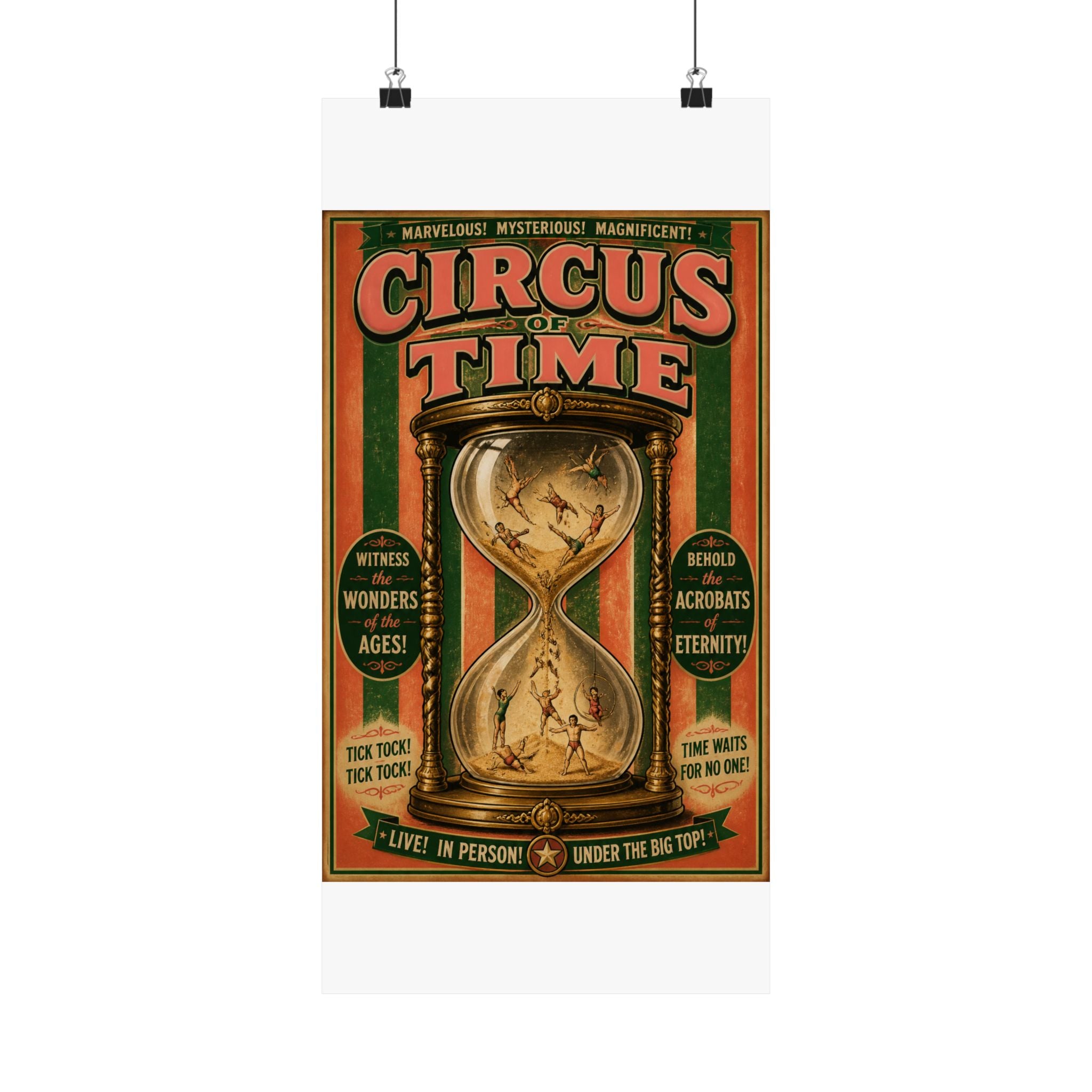 Hourglass Acrobats Wall Art Poster 24×36 Vintage Circus Bedroom Decor Maximalist Print