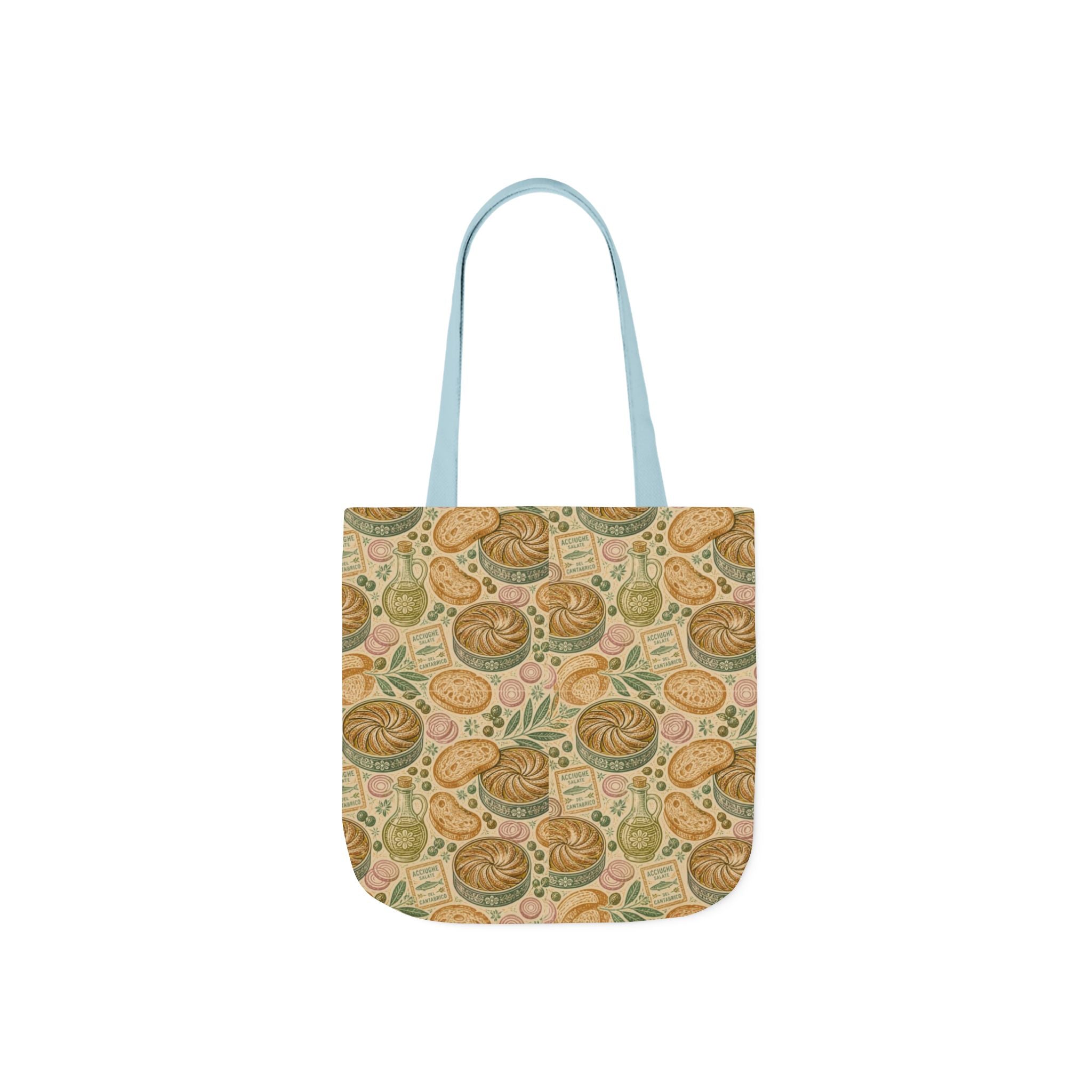 Anchovies & Capers Canvas Tote Bag Mediterranean Kitchen Linocut Design Italian Cottagecore Gift