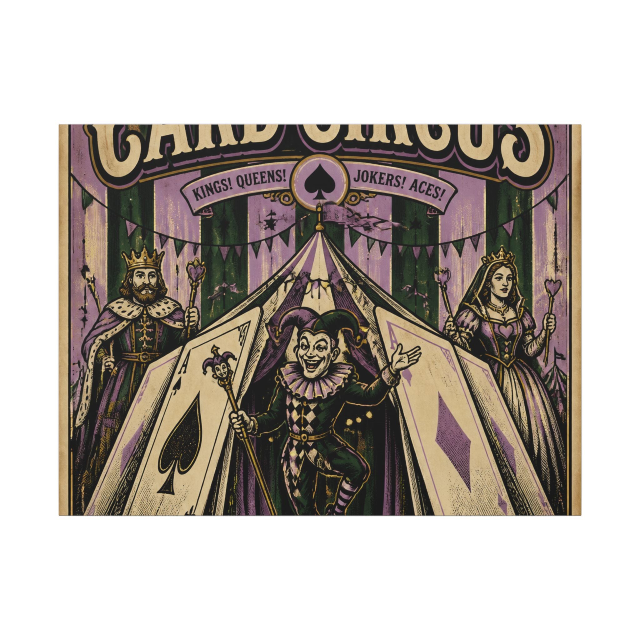 Playing Cards Tent Wall Art Canvas 16×20 Vintage Circus Kitchen Decor Maximalist Print