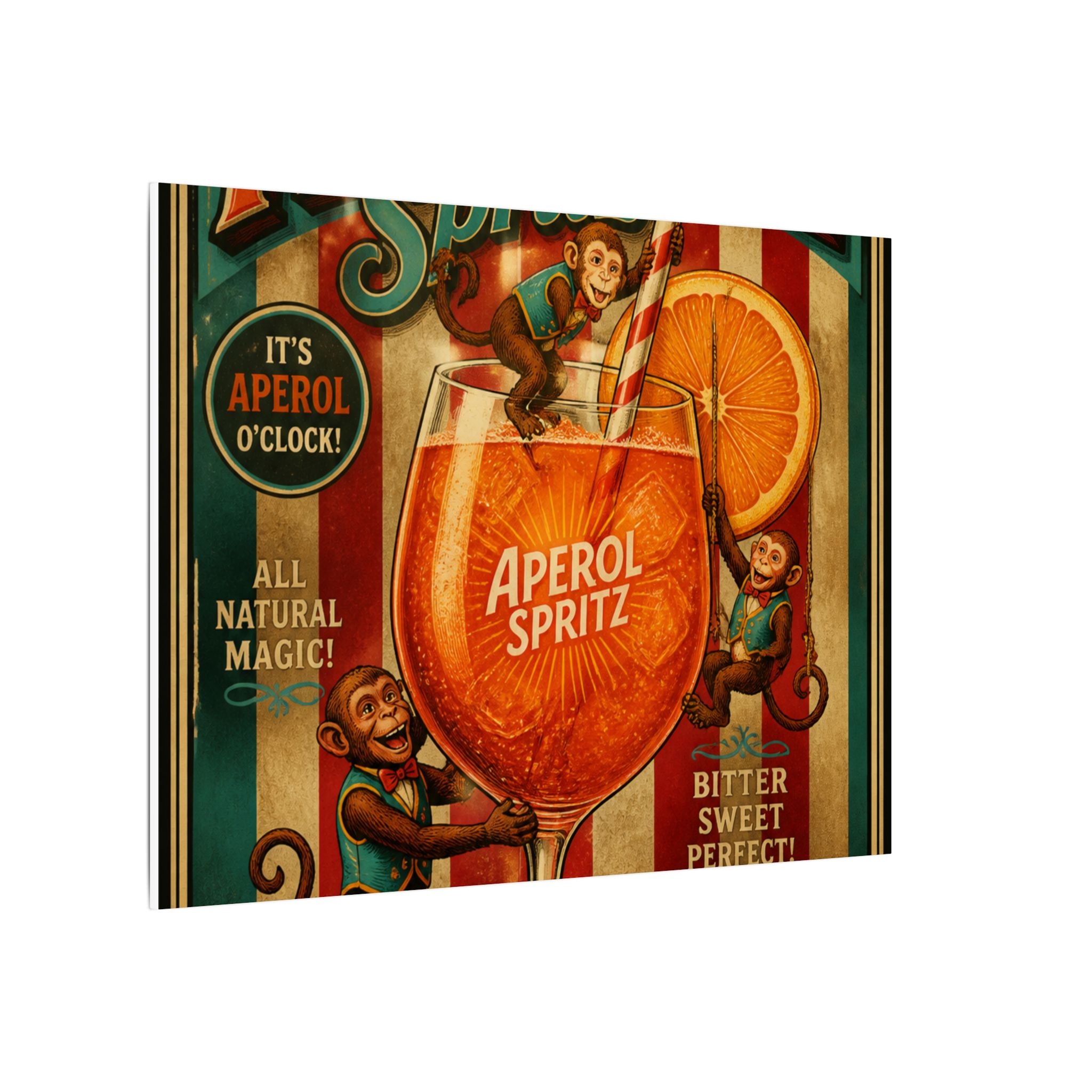 Aperol Spritz Monkeys Wall Art Canvas 16×20 Vintage Circus Kitchen Decor Maximalist Print
