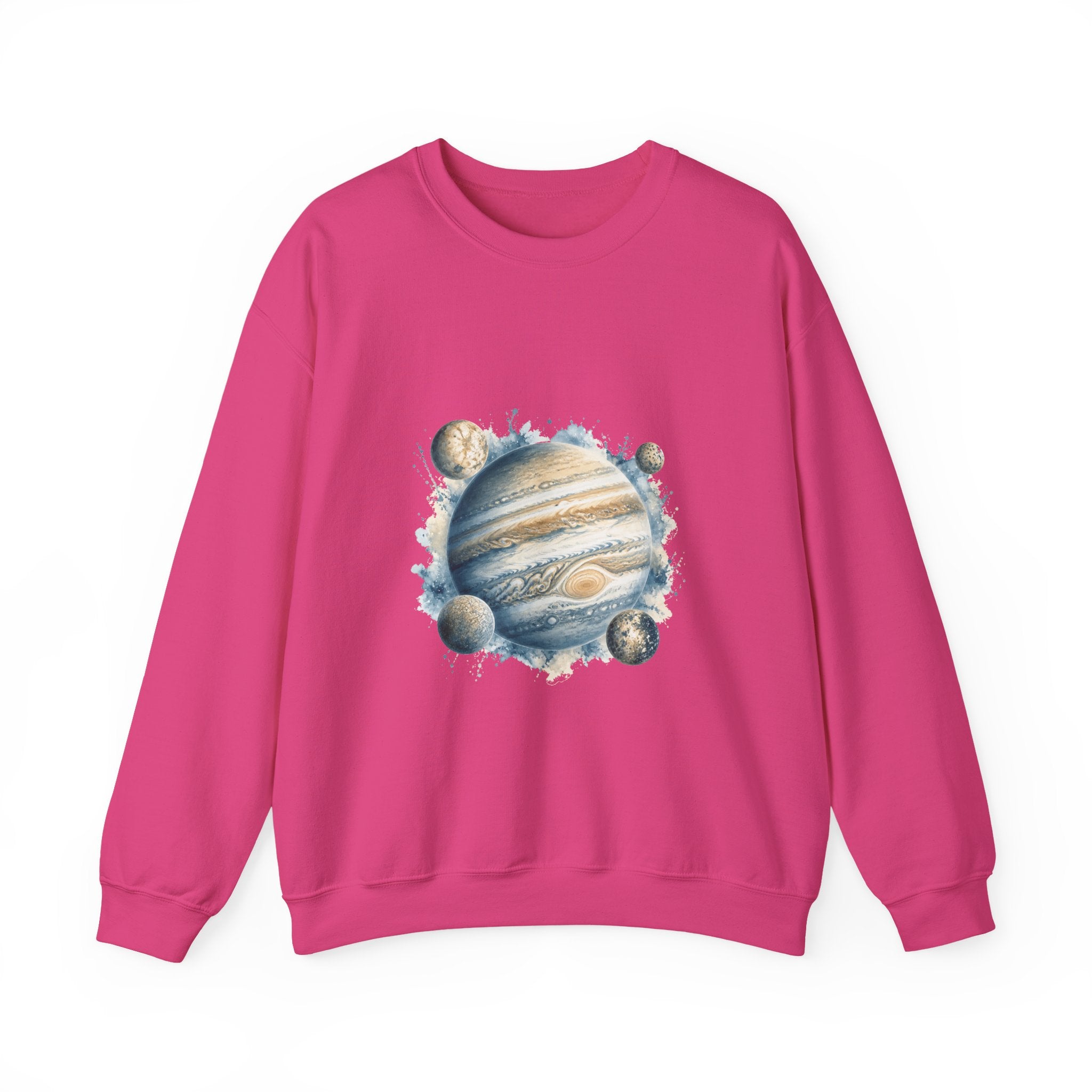 Matching Couple Sweatshirt - Saturn & Jupiter Matching Couple Crewneck Sweatshirt Watercolor Art His Hers Engagement Gift - Design B