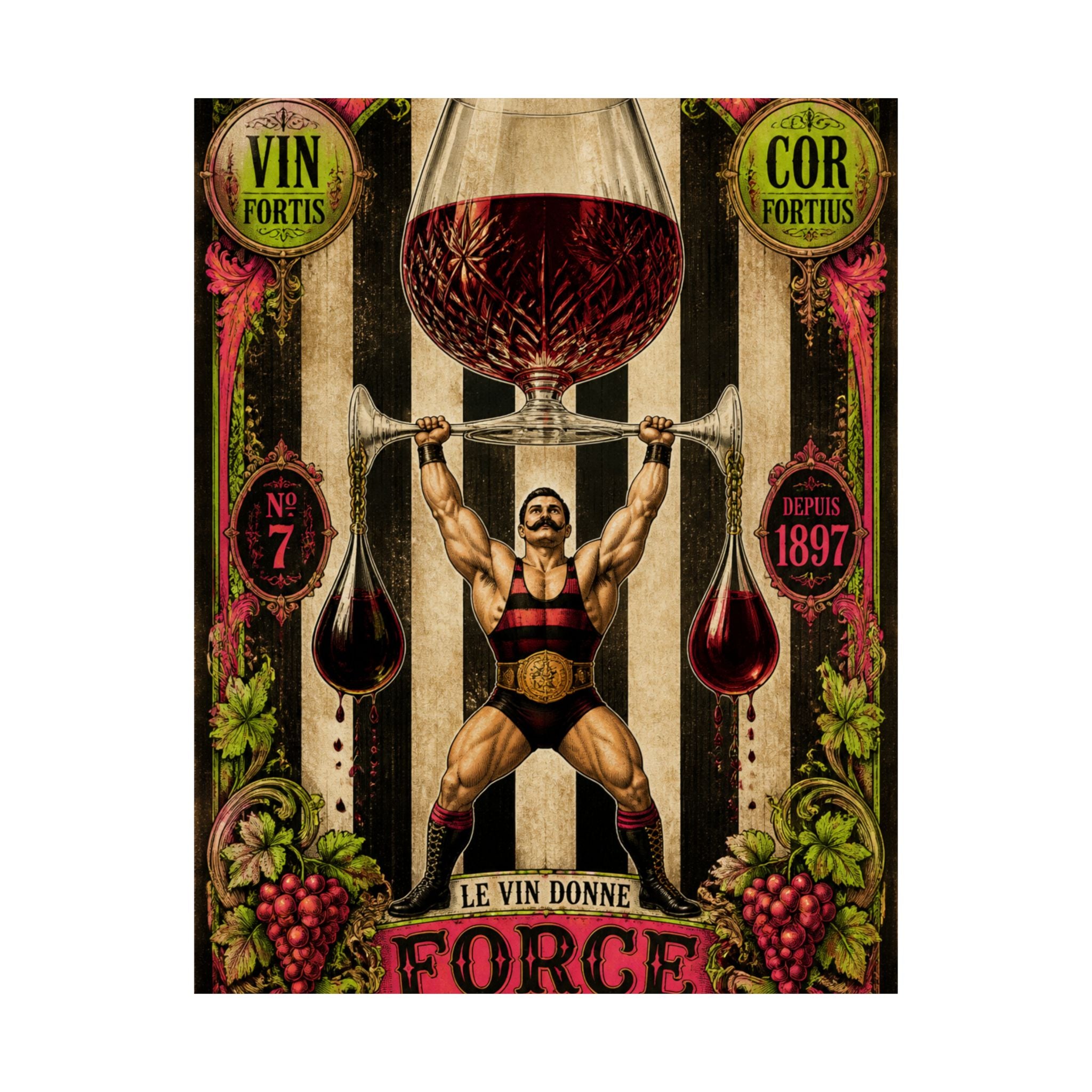 Wine Glass Strongman Wall Art Poster 24×36 Baroque Studio Decor Maximalist Print