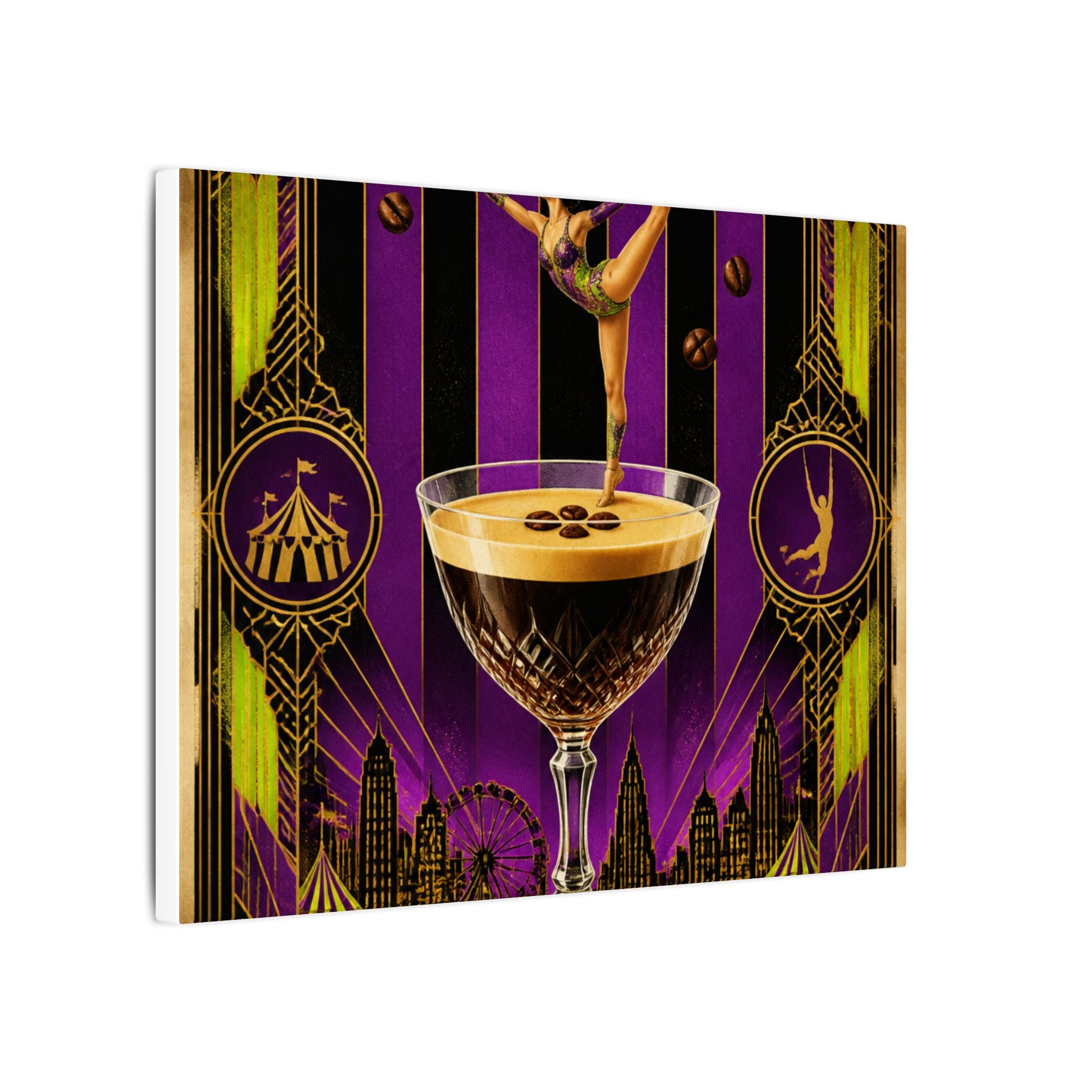 Espresso Martini Acrobat Wall Art Canvas 24×36 Art Deco Bar Area Decor Maximalist Print