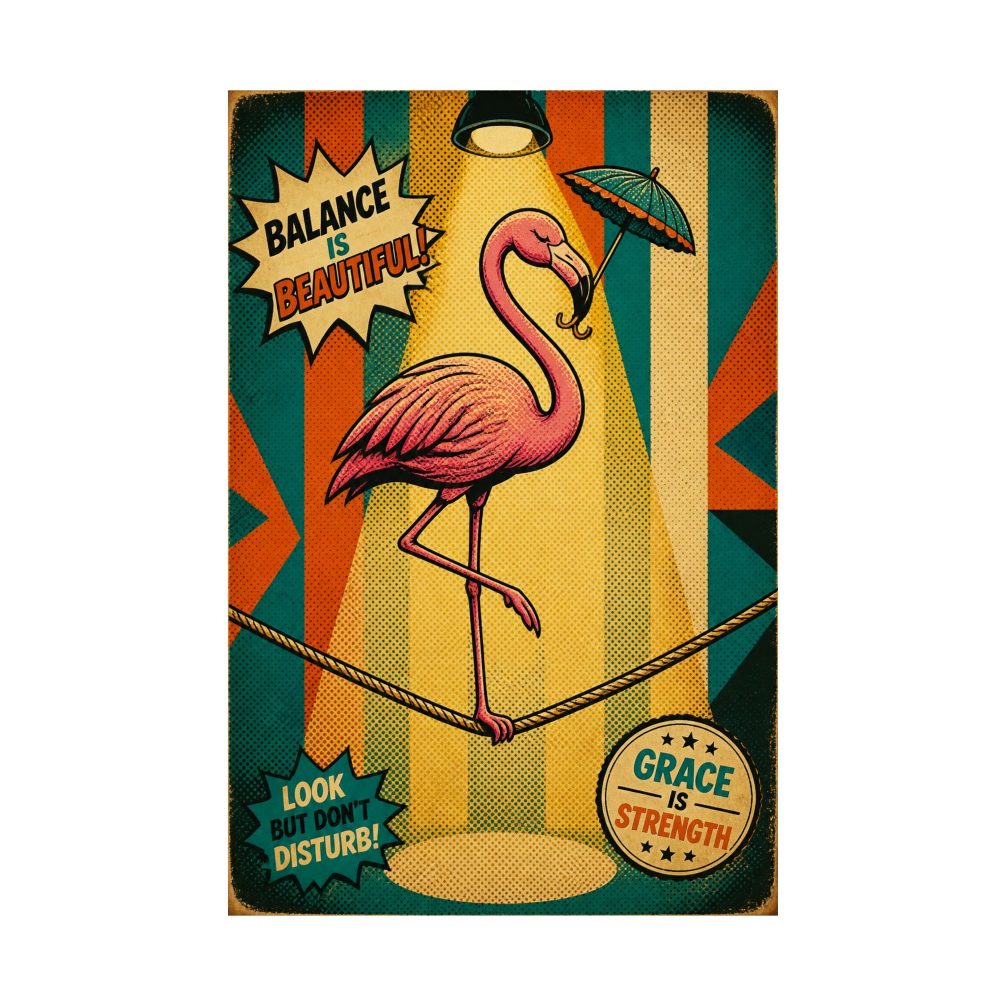Flamingo Tightrope Wall Art Poster 18×24 Pop Art Living Room Decor Maximalist Print