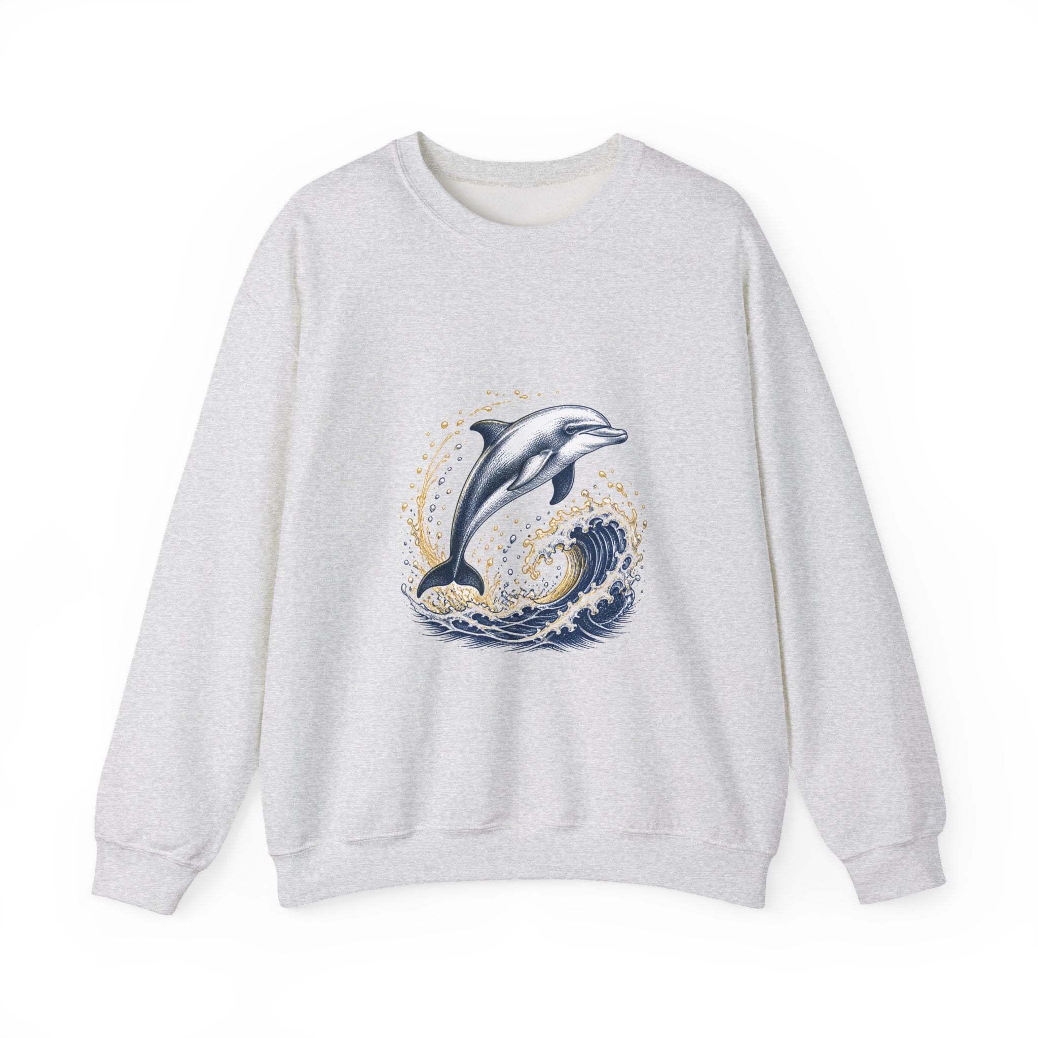 Matching Couple Sweatshirt - Shark & Dolphin Matching Couple Comfort Colors Crew Hand-Drawn Art His Hers Anniversary Gift - Design B