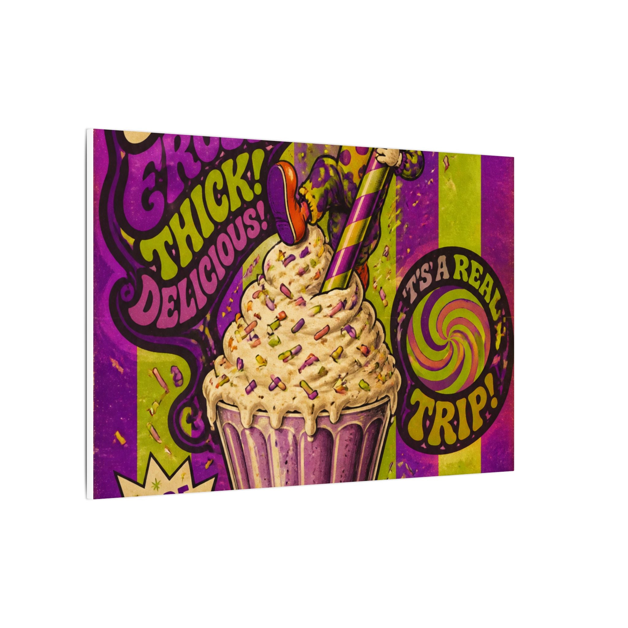 Milkshake Slide Clown Wall Art Canvas 16×20 Psychedelic Cafe Decor Maximalist Print