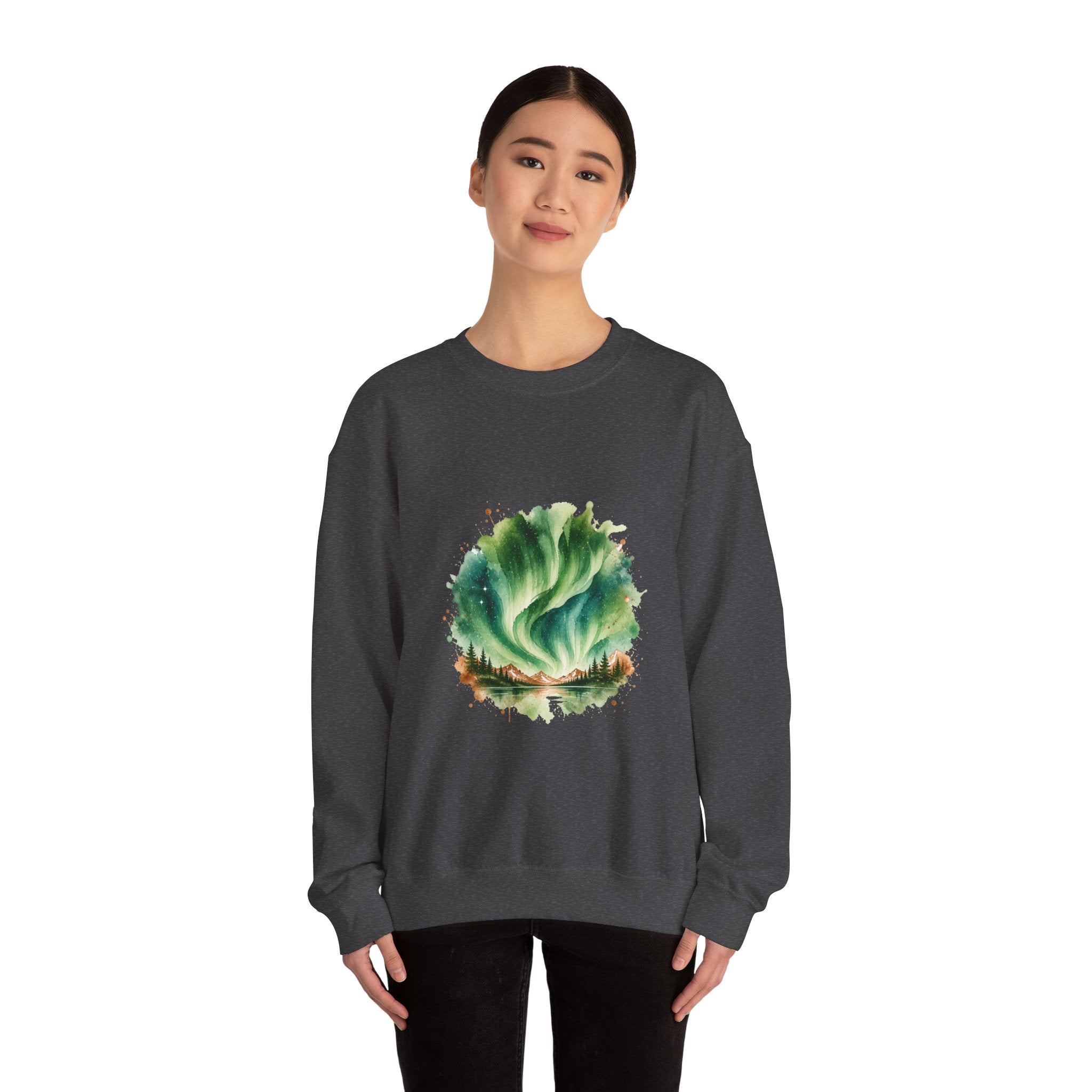 Matching Couple Sweatshirt - Aurora & Southern Cross Matching Couple Premium Fleece Sweatshirt Watercolor Art His Hers Birthday Gift - Design A