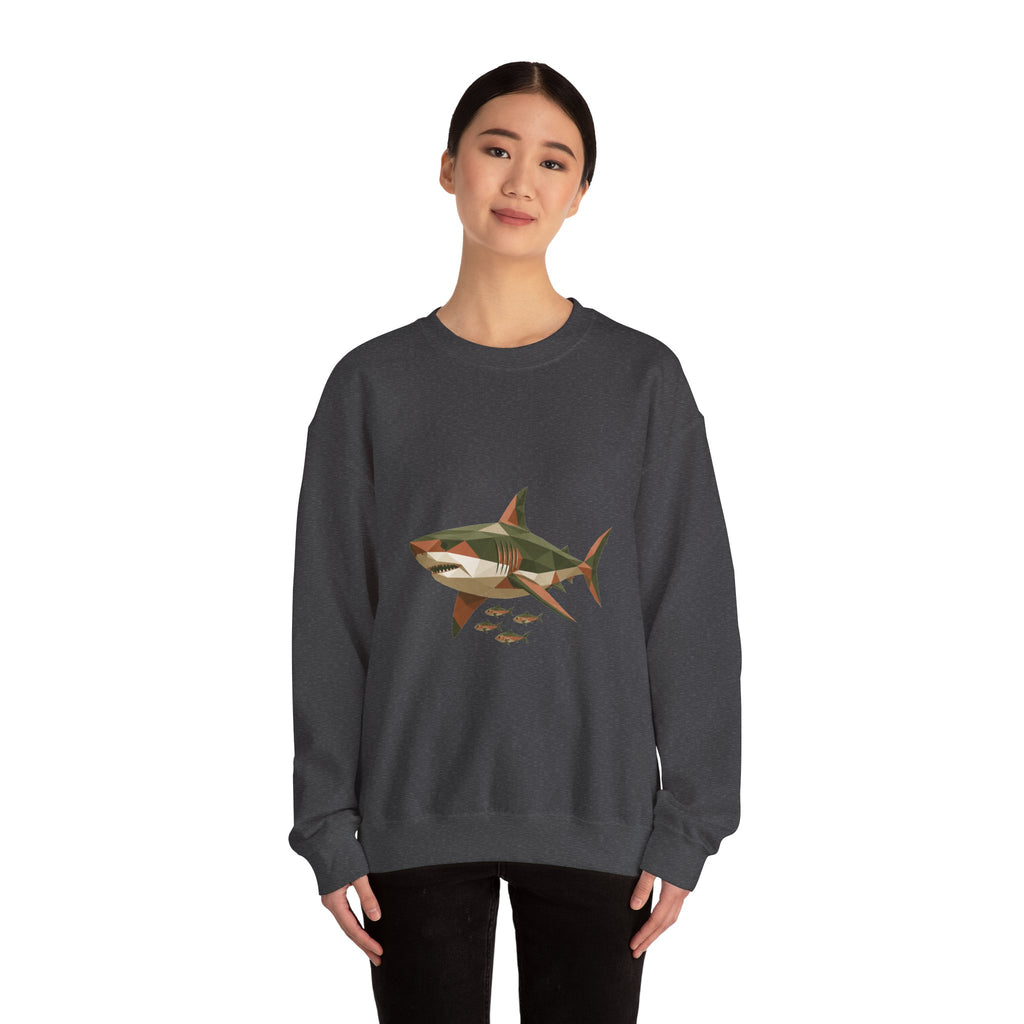 Matching Couple Sweatshirt - Shark & Dolphin Matching Couple Crewneck Sweatshirt Geometric Art His Hers Couple Gift - Design A