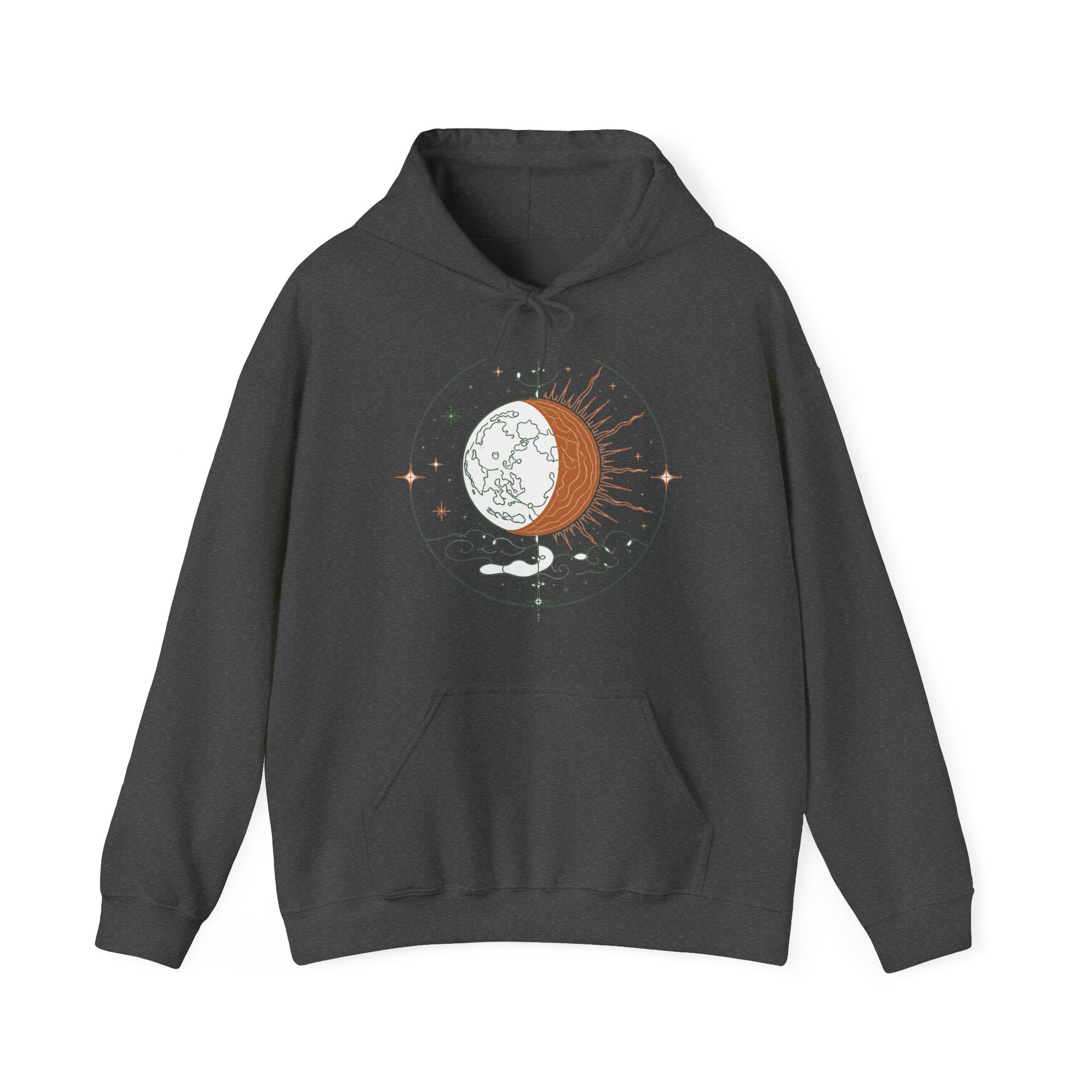 Matching Couple Sweatshirt - Solar & Lunar Eclipse Matching Couple Hooded Sweatshirt Minimalist Art His Hers Valentine Gift - Design B