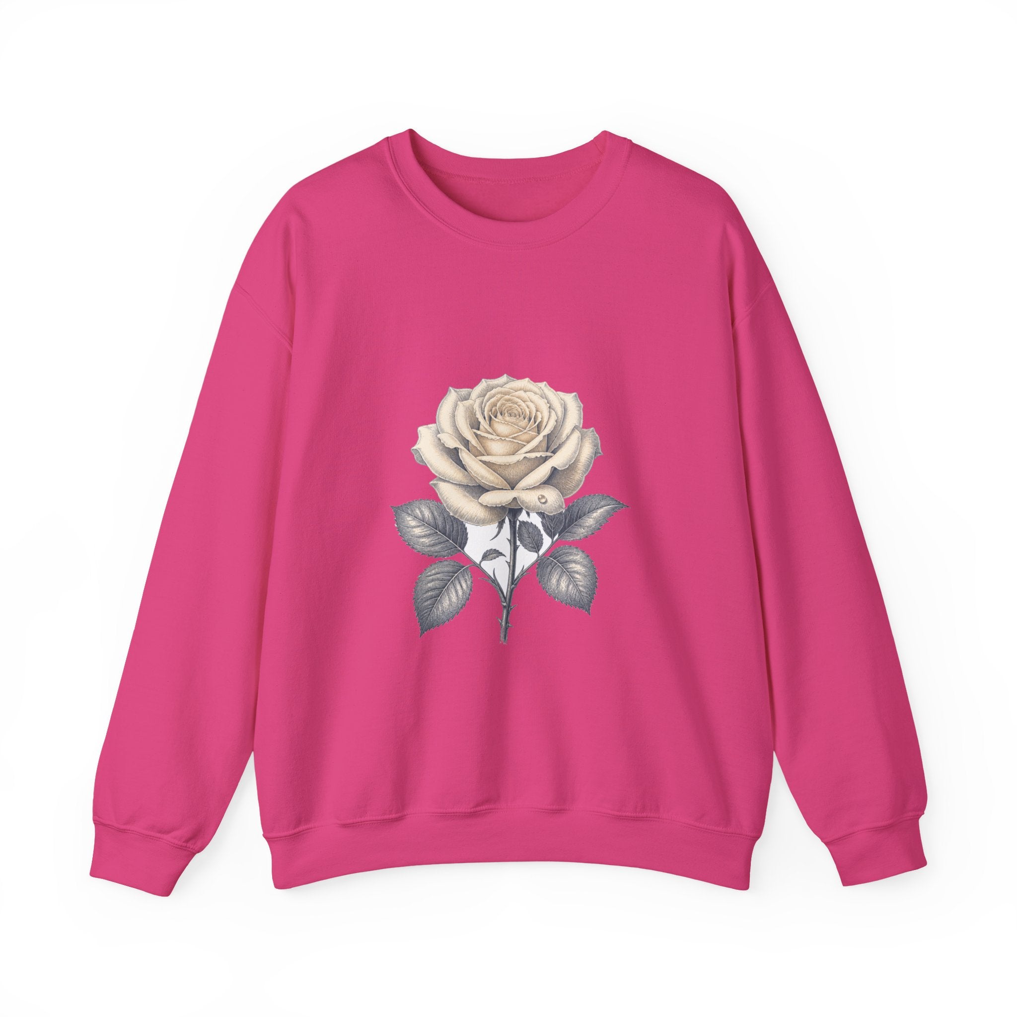 Matching Couple Sweatshirt - Rose & Thorn Matching Couple Crewneck Sweatshirt Vintage Art His Hers Wedding Gift - Design A