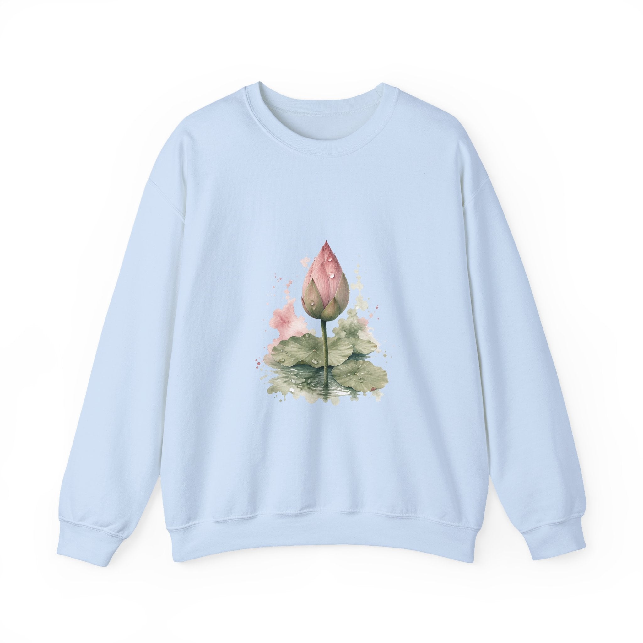 Matching Couple Sweatshirt - Open & Closed Lotus Matching Couple Premium Fleece Sweatshirt Watercolor Art His Hers Birthday Gift - Design B