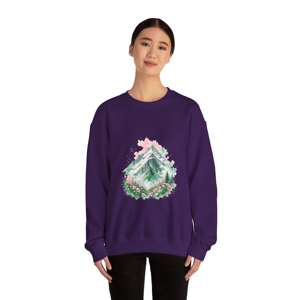 Matching Couple Sweatshirt - Mountain & Ocean Matching Couple Comfort Colors Crew Watercolor Art His Hers Birthday Gift - Design A