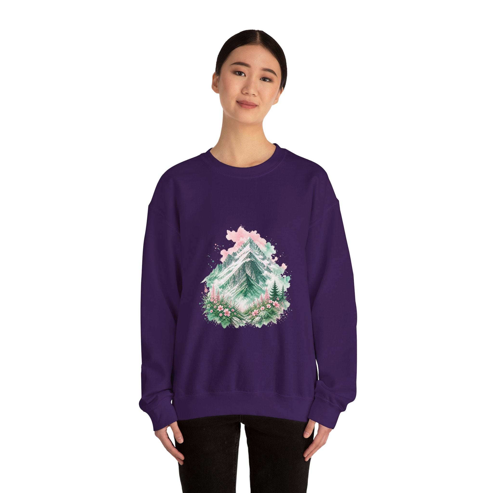 Matching Couple Sweatshirt - Mountain & Ocean Matching Couple Comfort Colors Crew Watercolor Art His Hers Birthday Gift - Design A