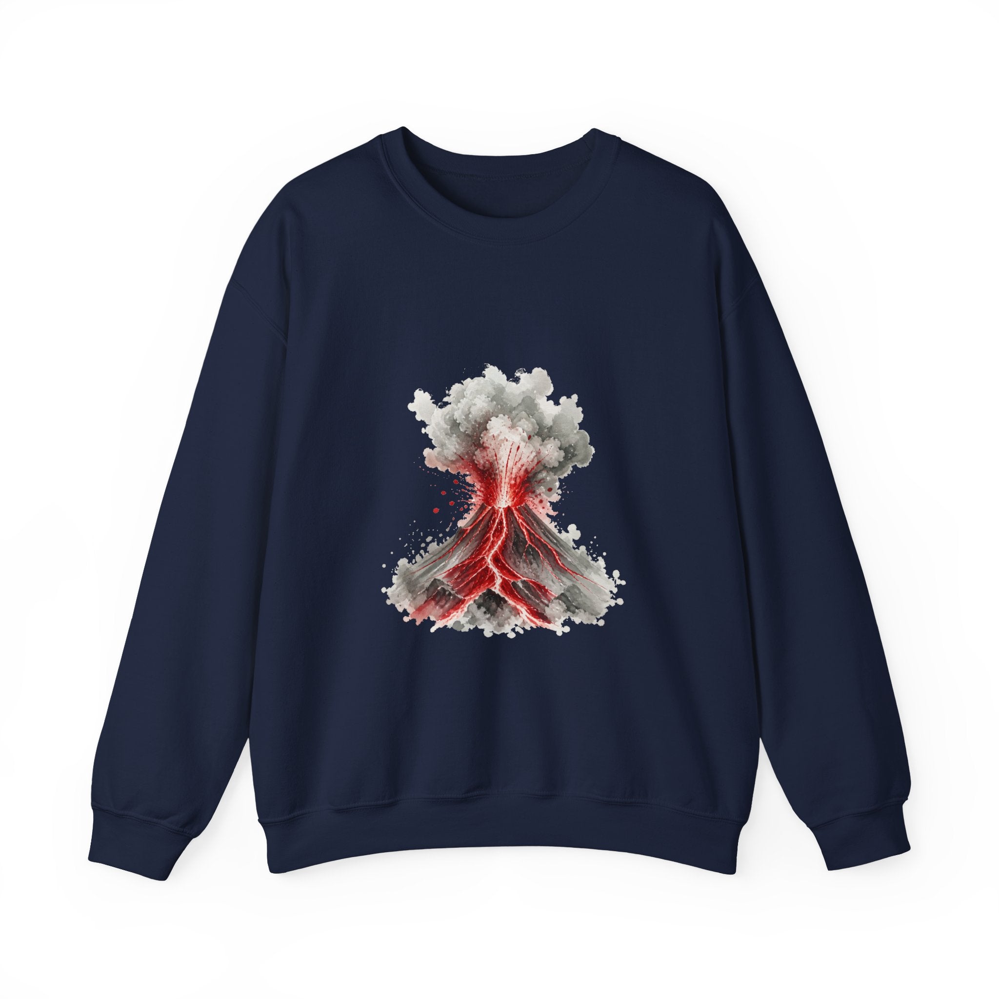 Matching Couple Sweatshirt - Volcano & Glacier Matching Couple Premium Fleece Sweatshirt Watercolor Art His Hers Birthday Gift - Design A
