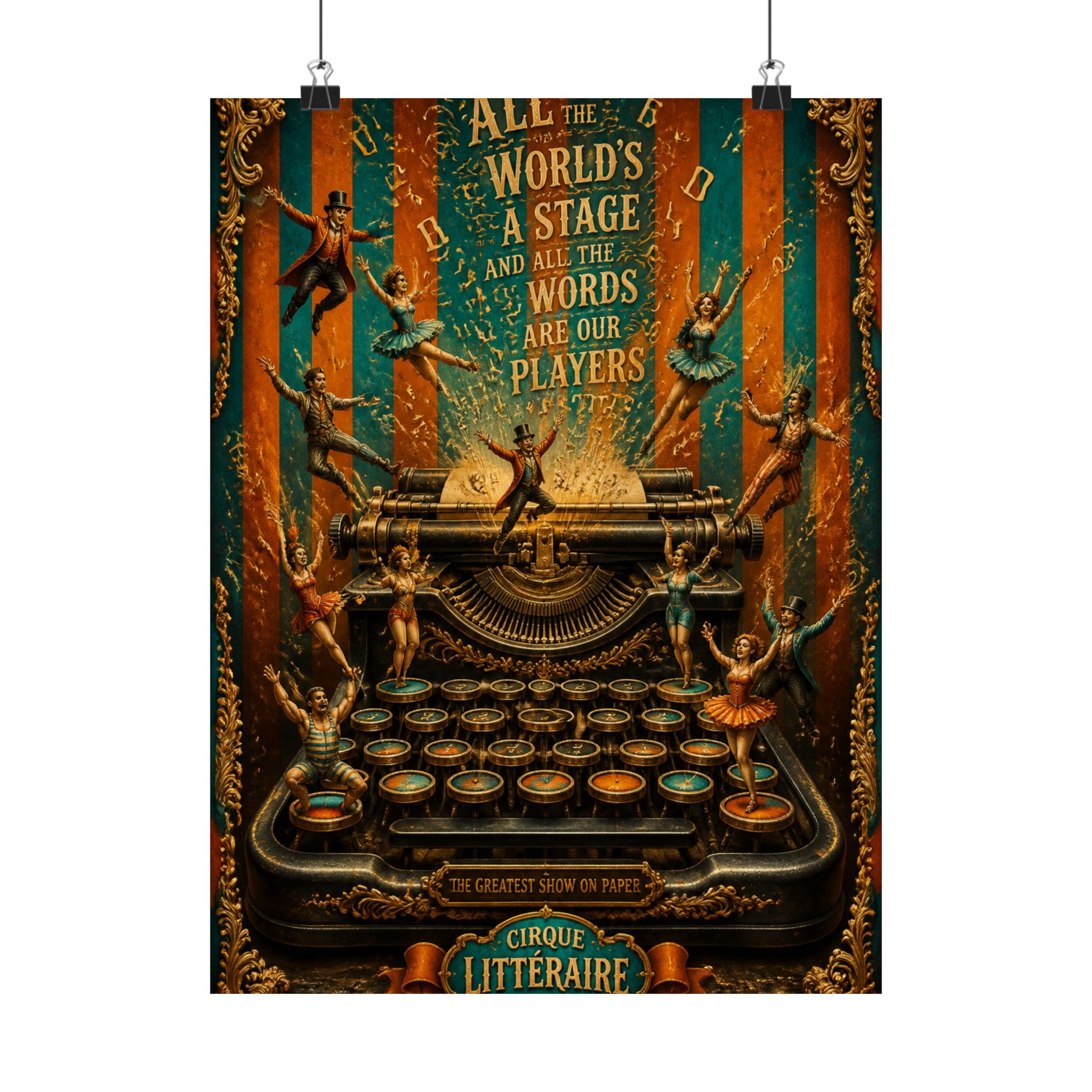 Typewriter Flying Letters Wall Art Poster 18×24 Baroque Home Office Decor Maximalist Print