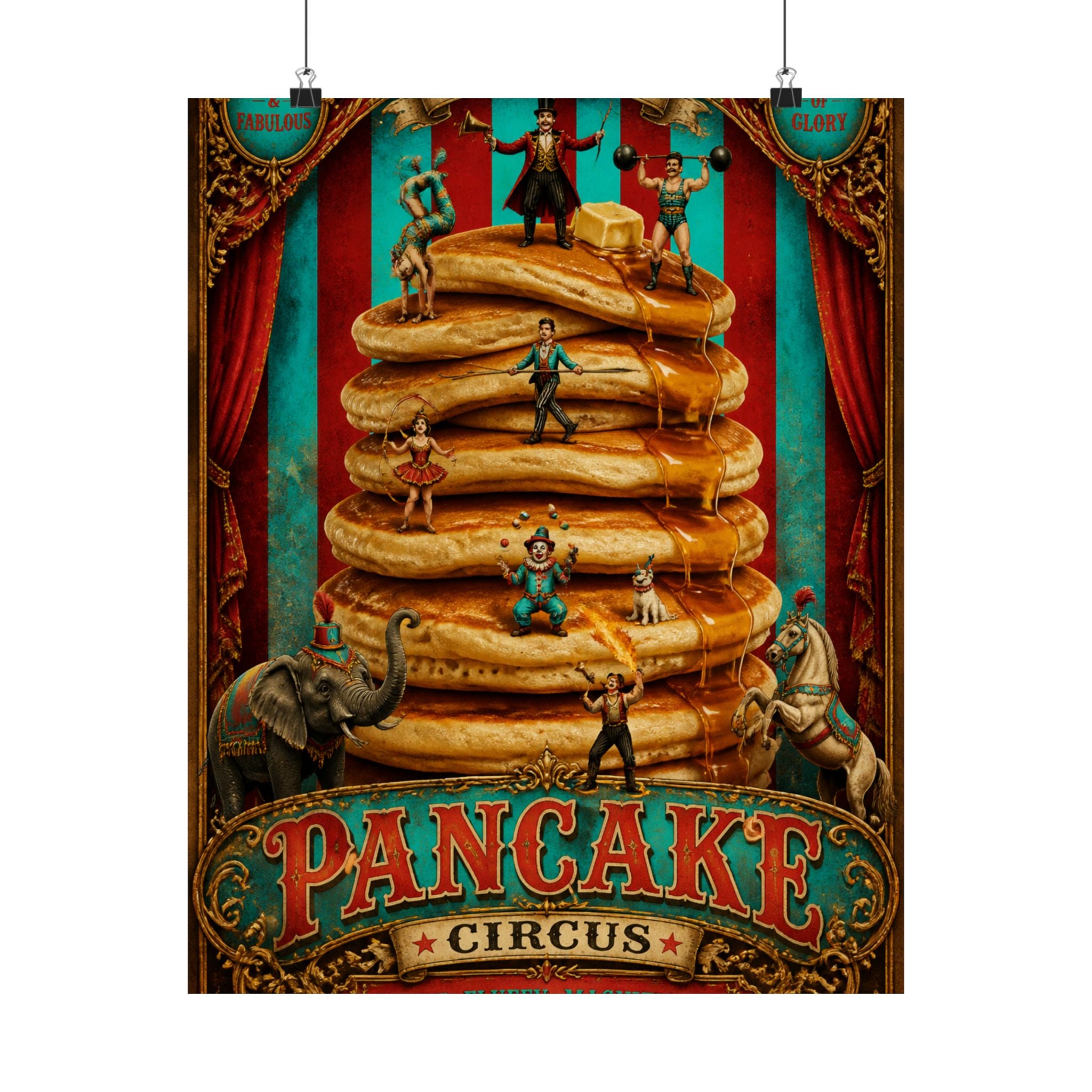 Pancake Stack Platform Wall Art Poster 18×24 Baroque Home Office Decor Maximalist Print
