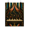 Grand Piano Acrobats Wall Art Poster 24×36 Art Deco Bar Area Decor Maximalist Print
