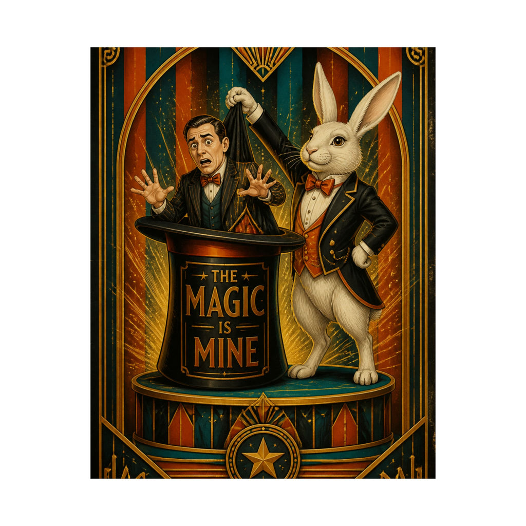 Magic Hat Rabbit Wall Art Poster 24×36 Art Deco Bar Area Decor Maximalist Print