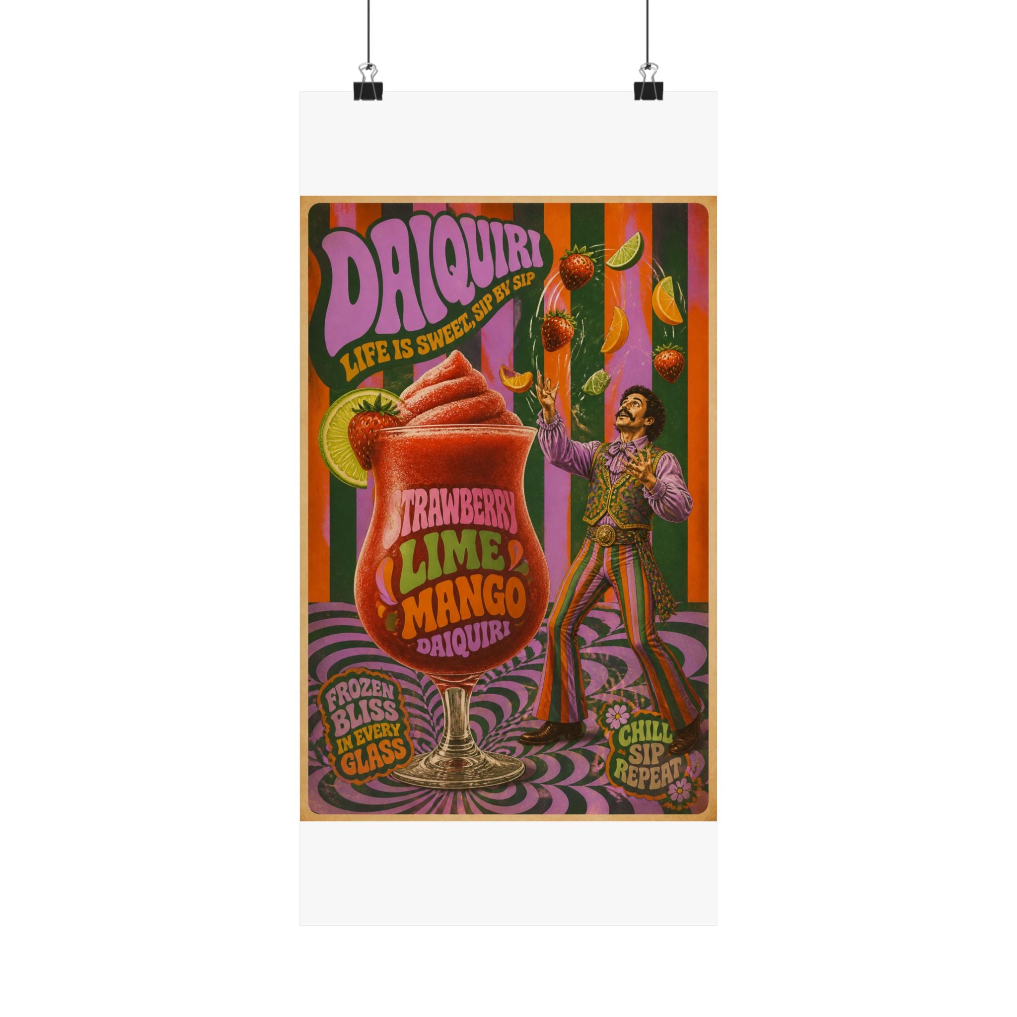Daiquiri Fruit Juggler Wall Art Poster 18×24 Psychedelic Cafe Decor Maximalist Print