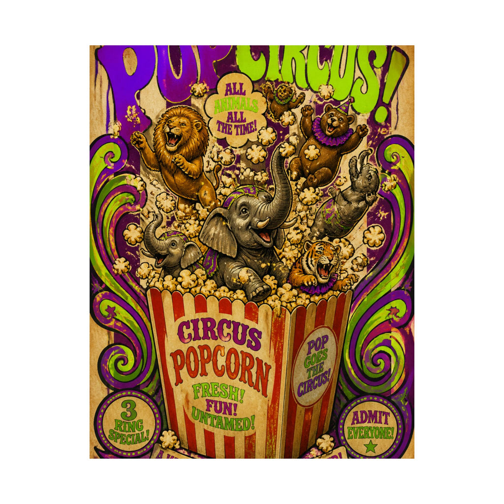 Popcorn Box Animals Wall Art Poster 18×24 Psychedelic Cafe Decor Maximalist Print