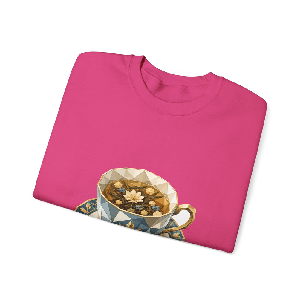 Matching Couple Sweatshirt - Coffee & Tea Matching Couple Premium Fleece Sweatshirt Geometric Art His Hers Love Gift - Design B