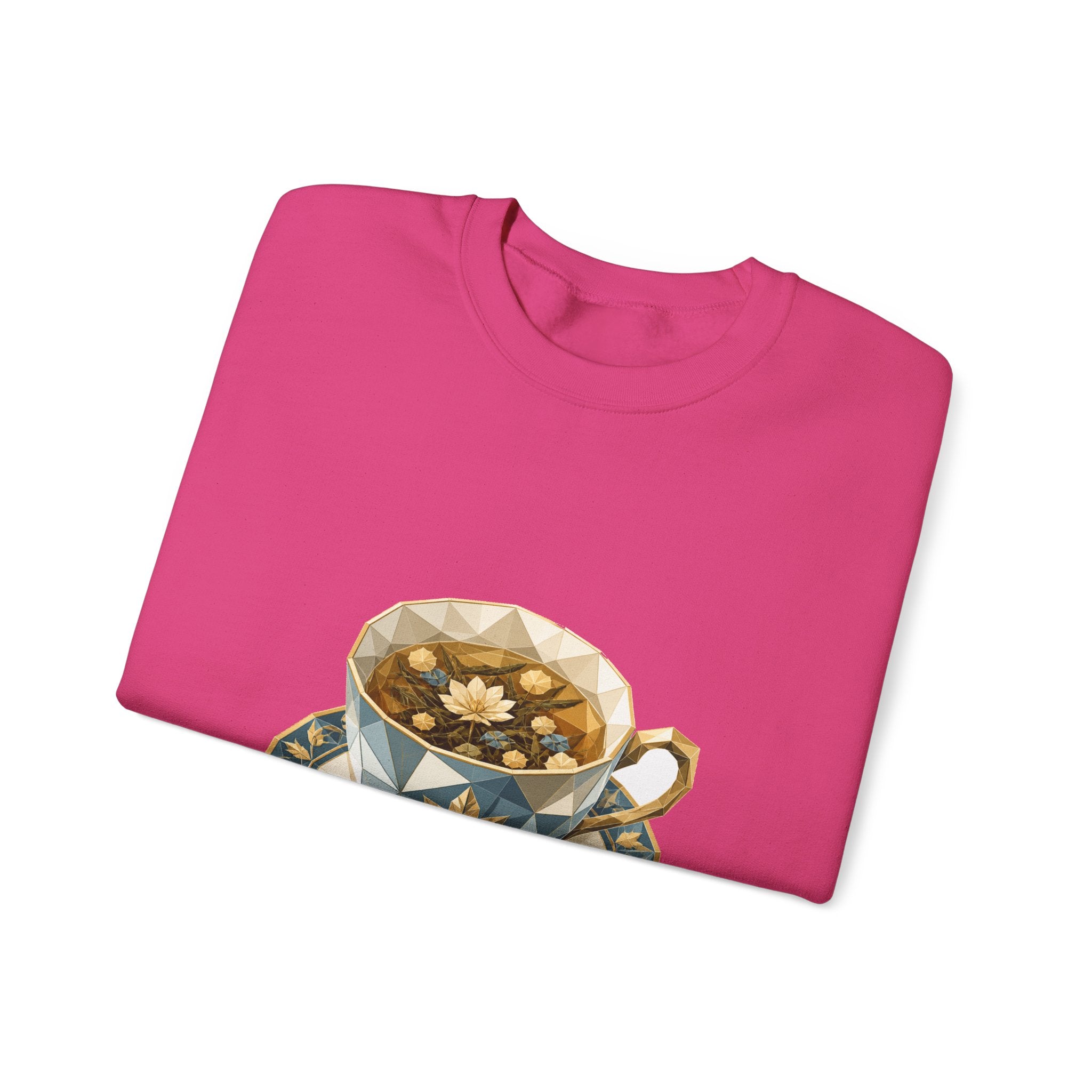 Matching Couple Sweatshirt - Coffee & Tea Matching Couple Premium Fleece Sweatshirt Geometric Art His Hers Love Gift - Design B