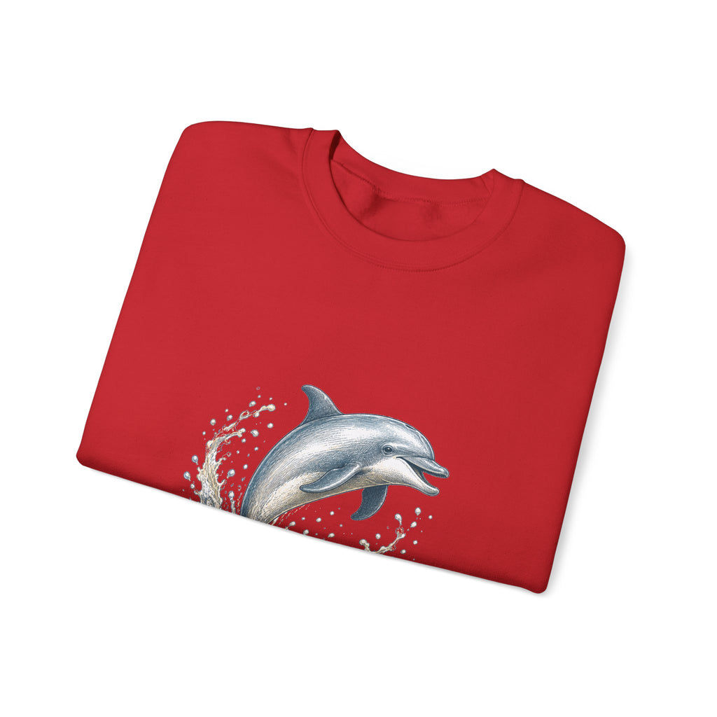 Matching Couple Sweatshirt - Shark & Dolphin Matching Couple Premium Fleece Sweatshirt Hand-Drawn Art His Hers Anniversary Gift - Design B