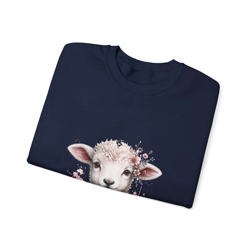 Matching Couple Sweatshirt - Lion & Lamb Matching Couple Crewneck Sweatshirt Watercolor Art His Hers Engagement Gift - Design B