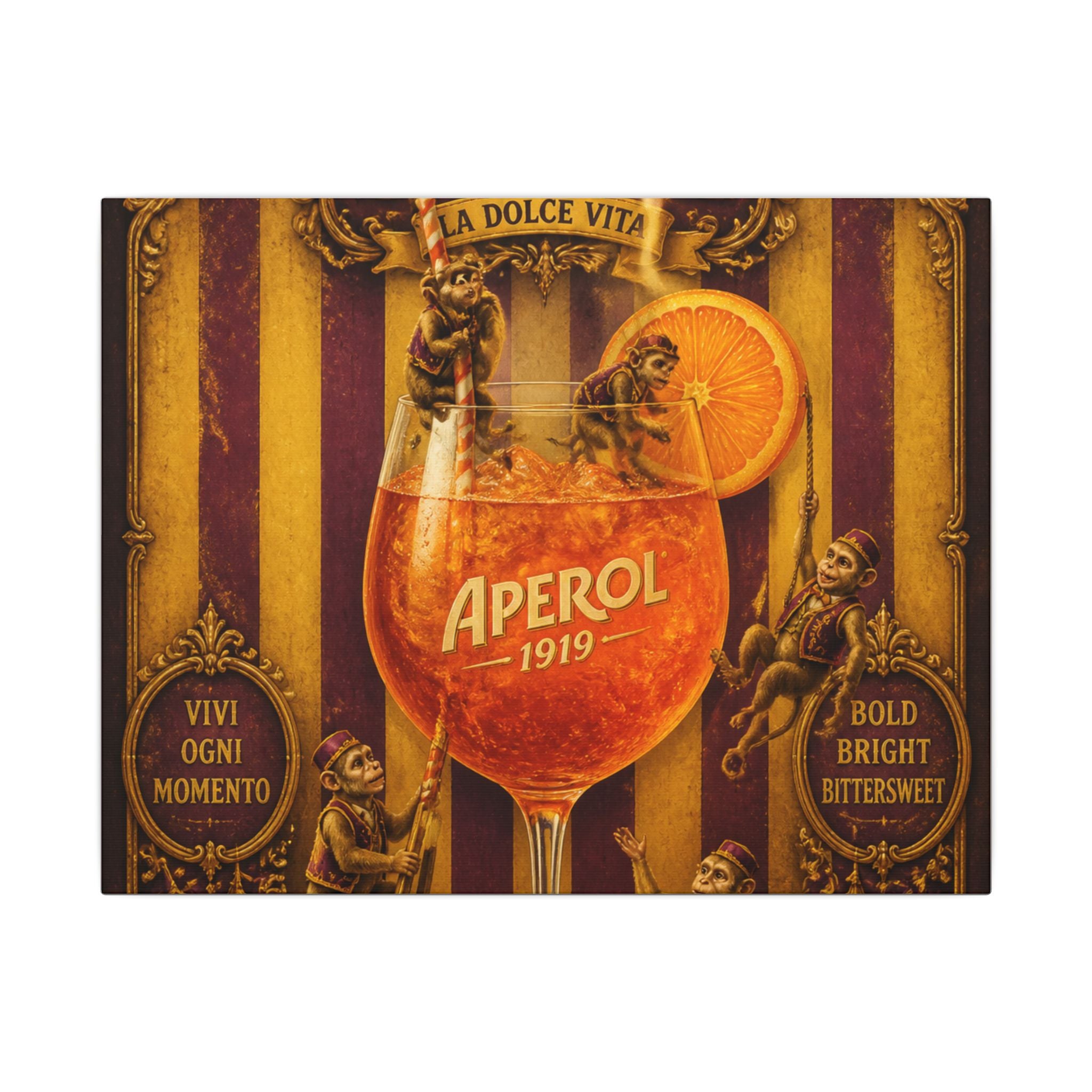 Aperol Spritz Monkeys Wall Art Canvas 24×36 Baroque Studio Decor Maximalist Print