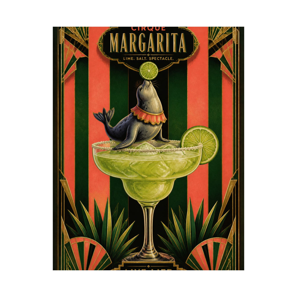 Margarita Balancing Seal Wall Art Poster 18×24 Art Deco Entryway Decor Maximalist Print
