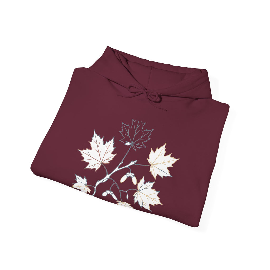 Matching Couple Sweatshirt - Cherry Blossom & Maple Leaf Matching Couple Hooded Sweatshirt Minimalist Art His Hers Valentine Gift - Design B