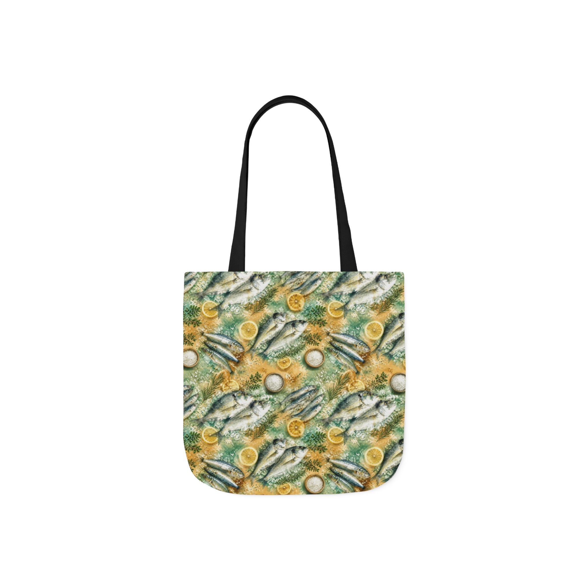 Mediterranean Fish Canvas Tote Bag Mediterranean Kitchen Watercolor Splash Design Italian Cottagecore Gift
