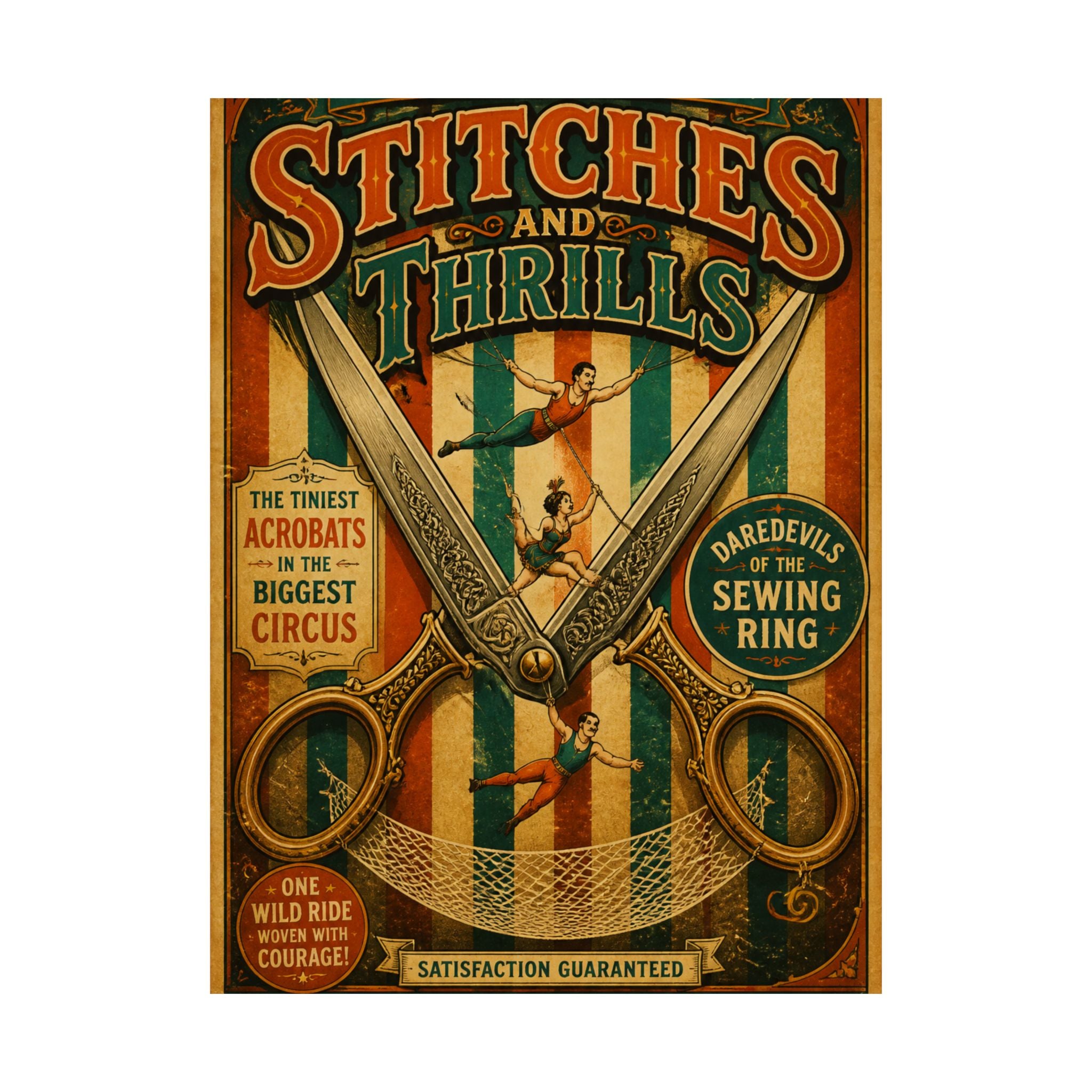 Giant Scissors Trapeze Wall Art Poster 24×36 Vintage Circus Bedroom Decor Maximalist Print