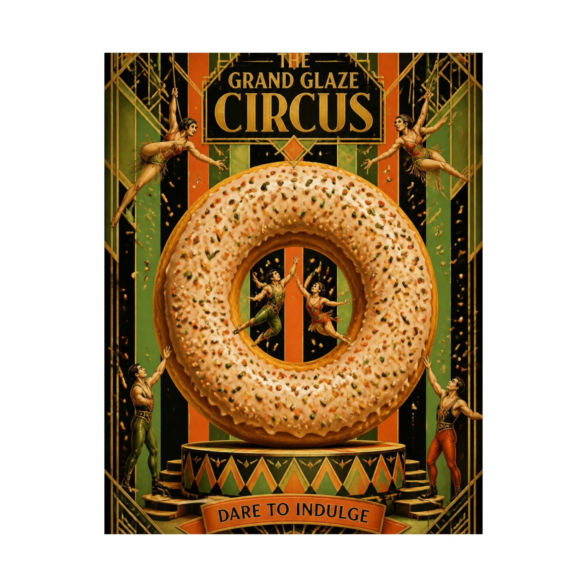 Donut Circus Ring Wall Art Poster 18×24 Art Deco Entryway Decor Maximalist Print