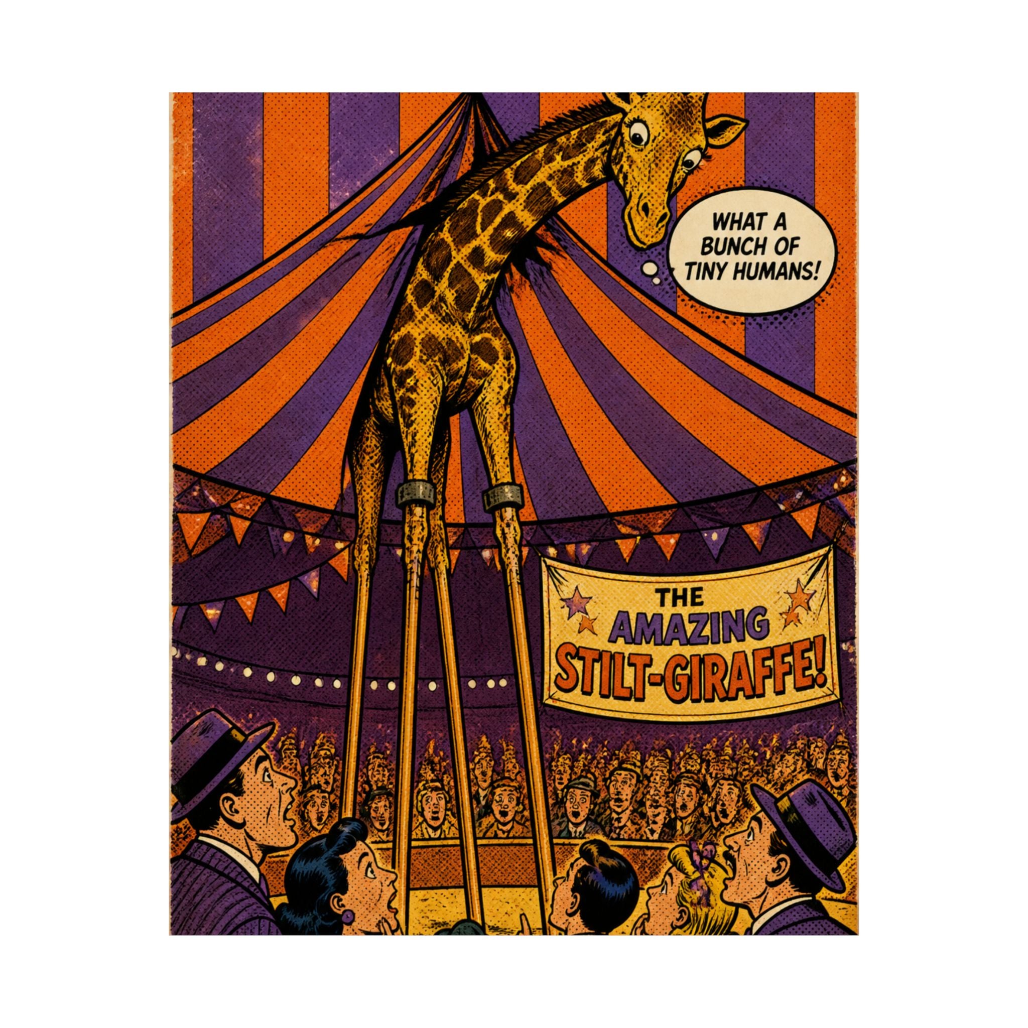 Giraffe on Stilts Wall Art Poster 18×24 Pop Art Living Room Decor Maximalist Print