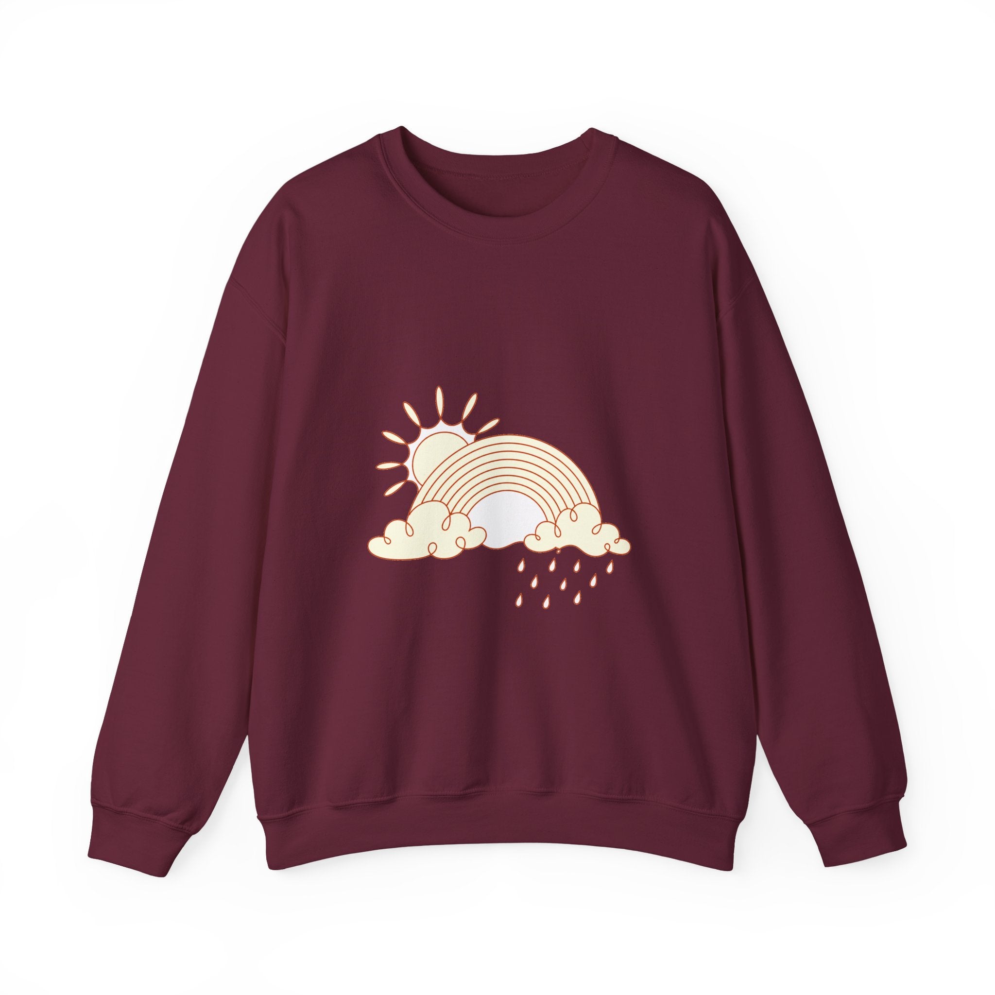 Matching Couple Sweatshirt - Storm & Rainbow Matching Couple Premium Fleece Sweatshirt Minimalist Art His Hers Christmas Gift - Design B