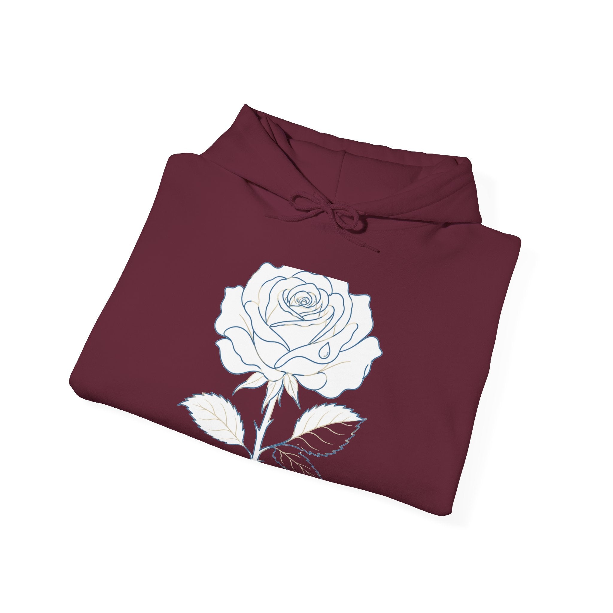 Matching Couple Sweatshirt - Rose & Thorn Matching Couple Hooded Sweatshirt Minimalist Art His Hers Valentine Gift - Design A