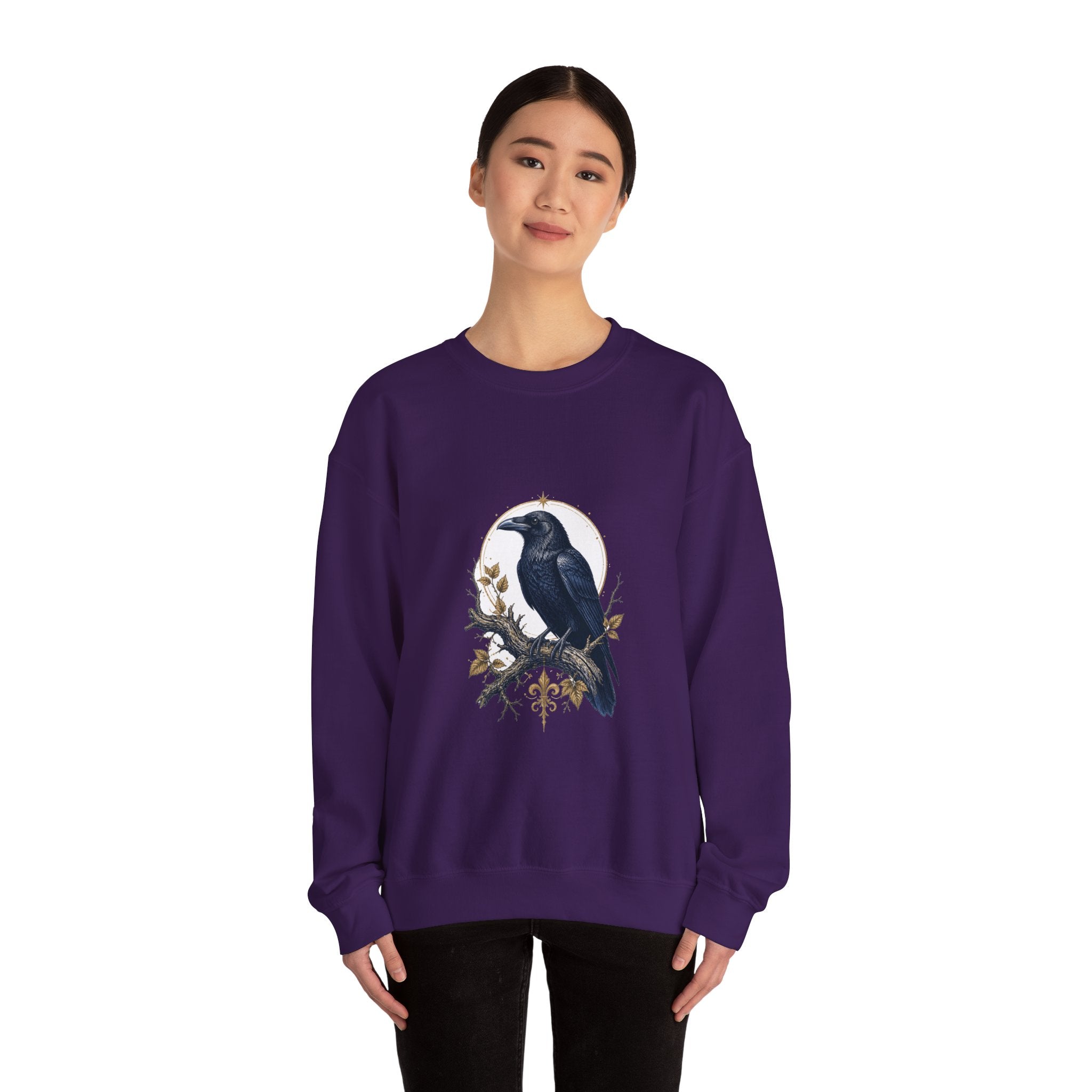 Matching Couple Sweatshirt - Raven & Swan Matching Couple Premium Fleece Sweatshirt Vintage Art His Hers Honeymoon Gift - Design A