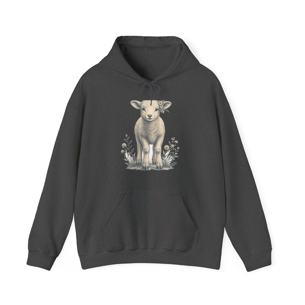 Matching Couple Sweatshirt - Lion & Lamb Matching Couple Hooded Sweatshirt Vintage Art His Hers Wedding Gift - Design B