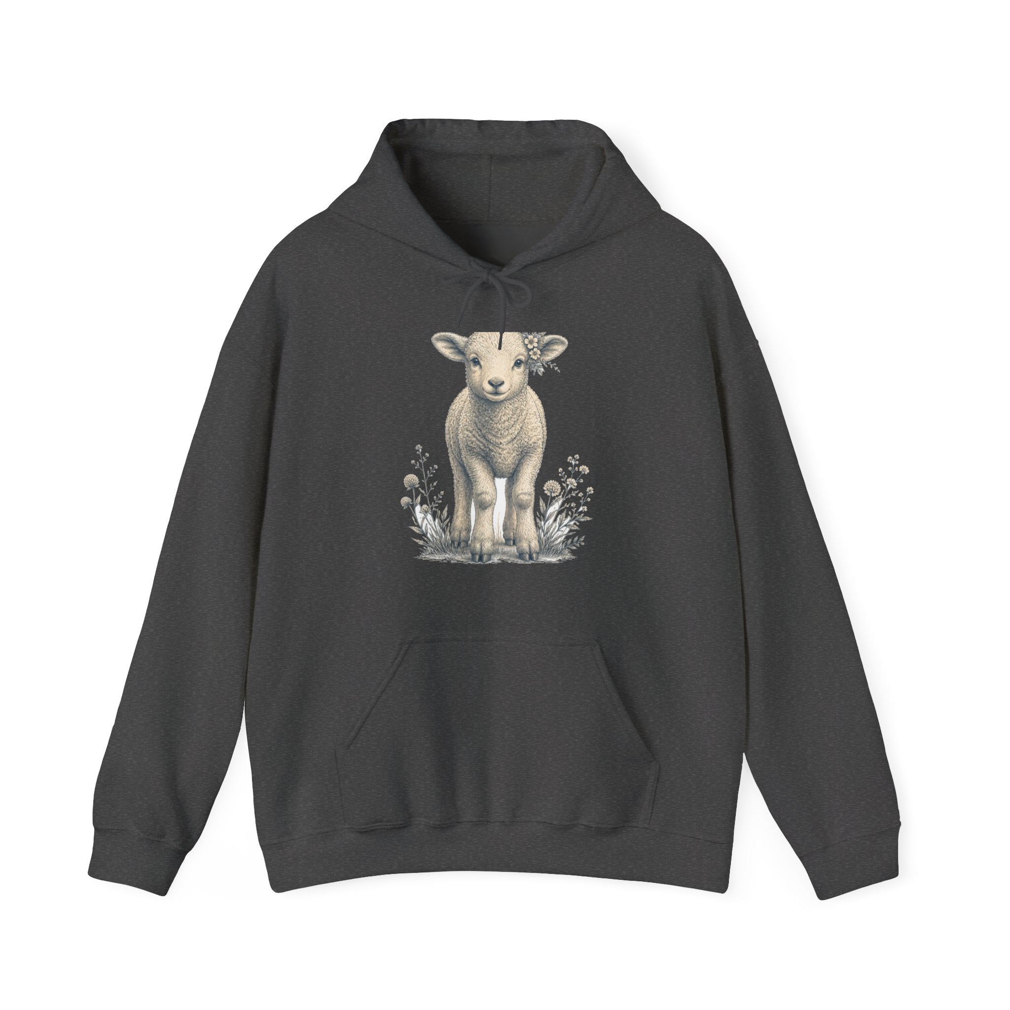 Matching Couple Sweatshirt - Lion & Lamb Matching Couple Hooded Sweatshirt Vintage Art His Hers Wedding Gift - Design B