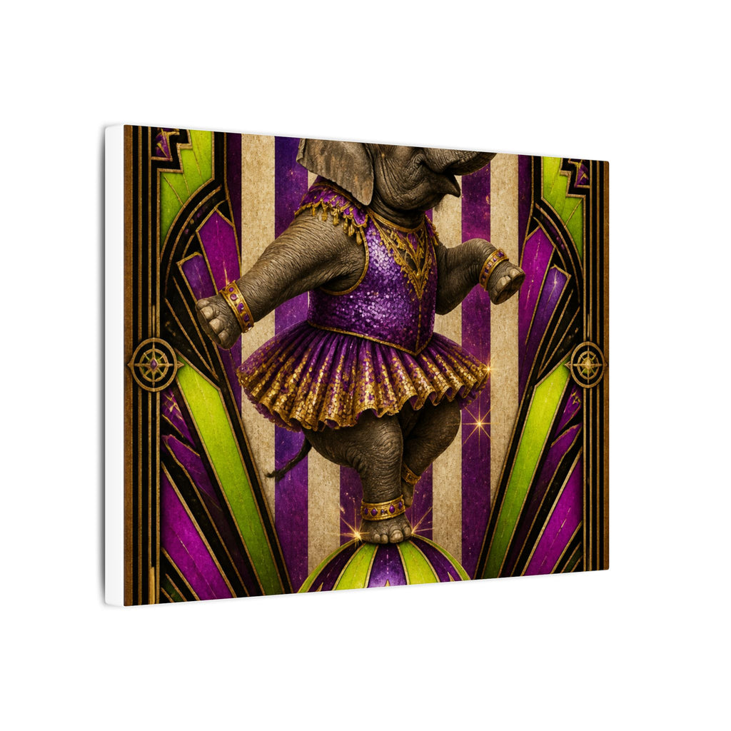 Elephant on Ball Wall Art Canvas 24×36 Art Deco Bar Area Decor Maximalist Print
