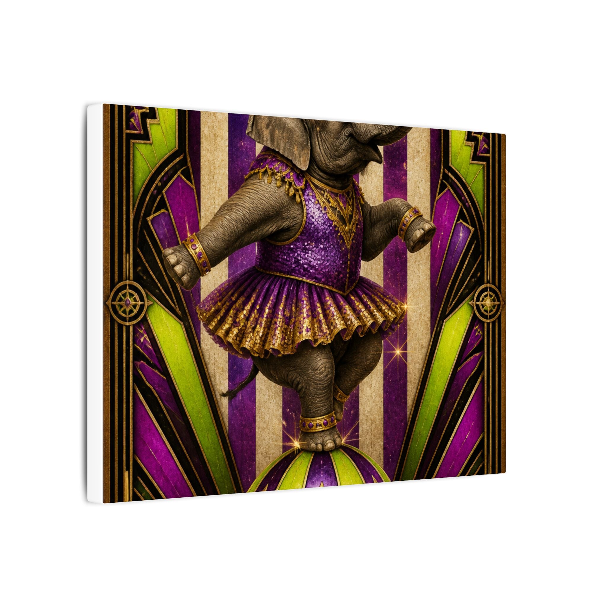 Elephant on Ball Wall Art Canvas 24×36 Art Deco Bar Area Decor Maximalist Print