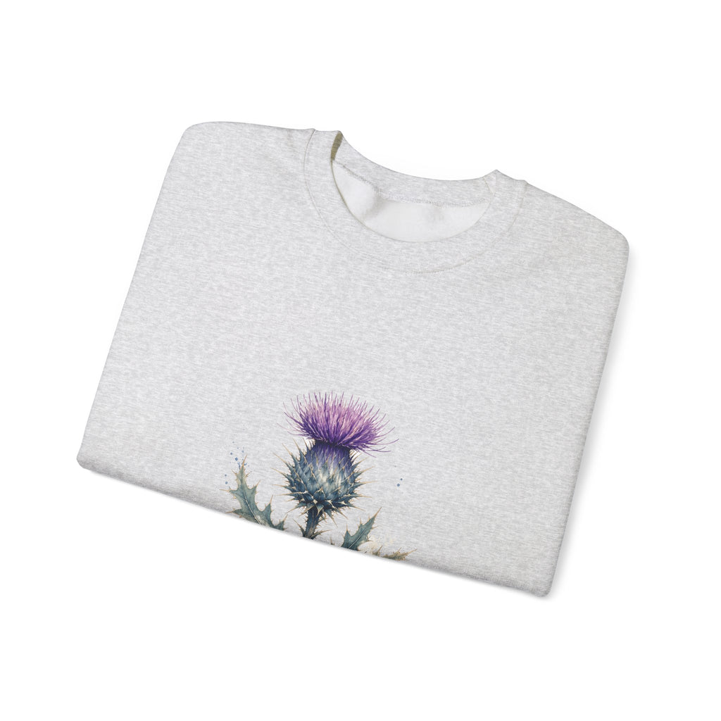 Matching Couple Sweatshirt - Lavender & Thistle Matching Couple Premium Fleece Sweatshirt Watercolor Art His Hers Birthday Gift - Design B