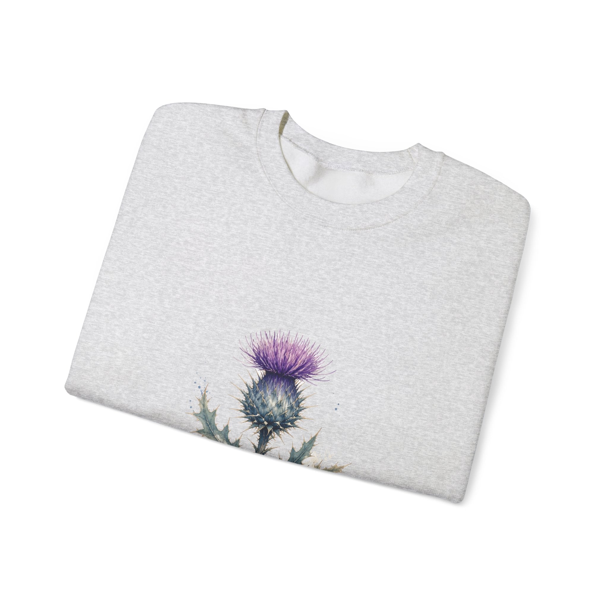 Matching Couple Sweatshirt - Lavender & Thistle Matching Couple Premium Fleece Sweatshirt Watercolor Art His Hers Birthday Gift - Design B