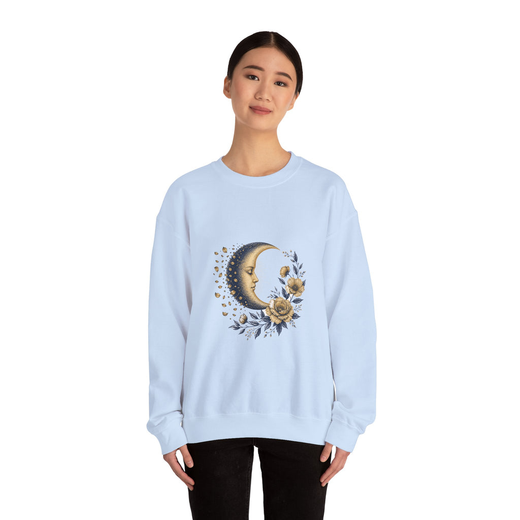 Matching Couple Sweatshirt - Waxing & Waning Moon Matching Couple Premium Fleece Sweatshirt Vintage Art His Hers Honeymoon Gift - Design B