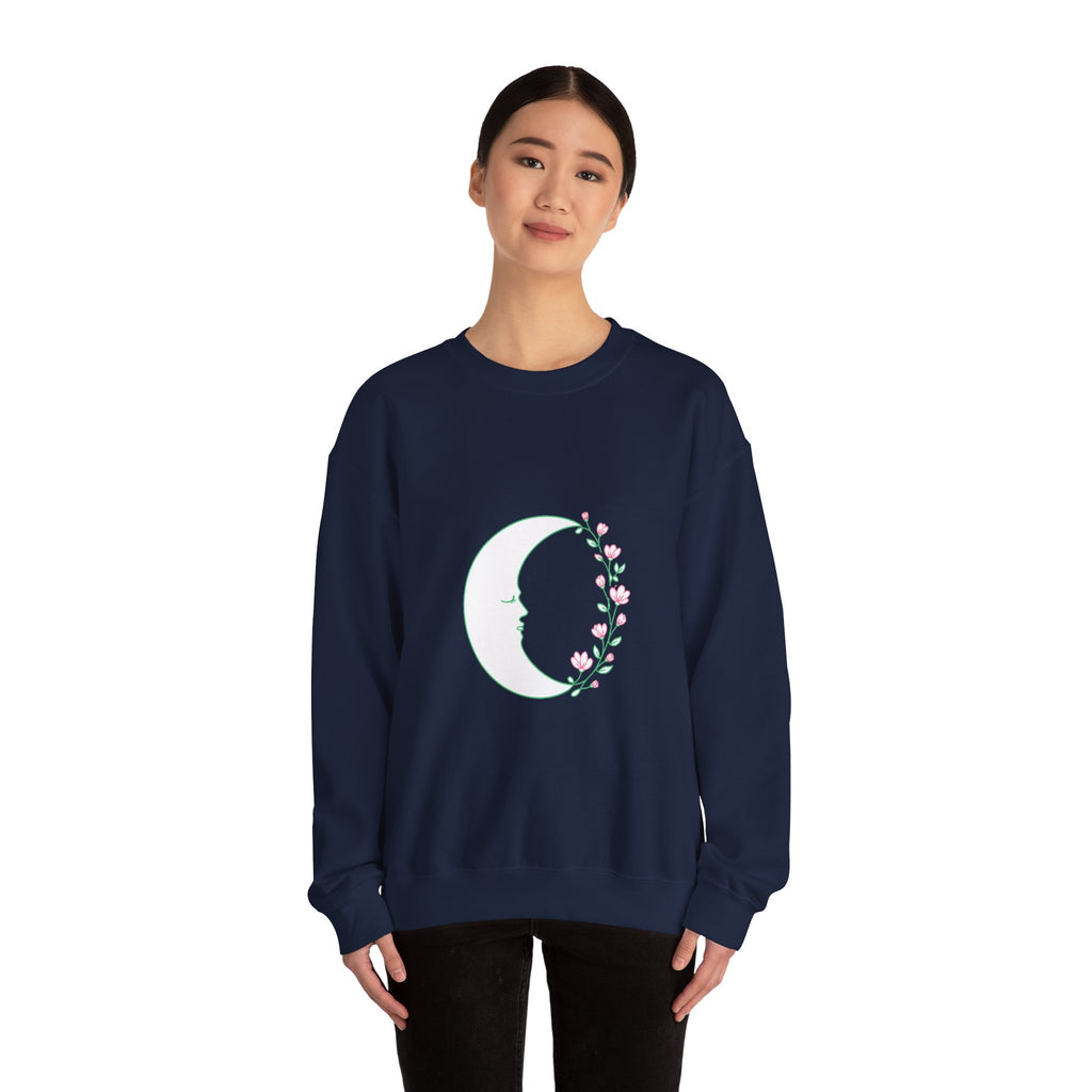 Matching Couple Sweatshirt - Waxing & Waning Moon Matching Couple Crewneck Sweatshirt Minimalist Art His Hers Valentine Gift - Design A