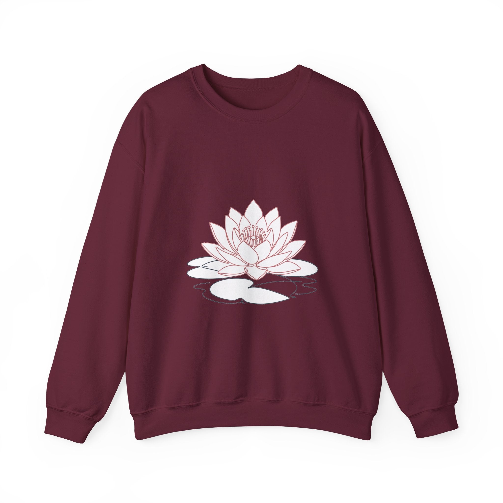 Matching Couple Sweatshirt - Open & Closed Lotus Matching Couple Crewneck Sweatshirt Minimalist Art His Hers Valentine Gift - Design A