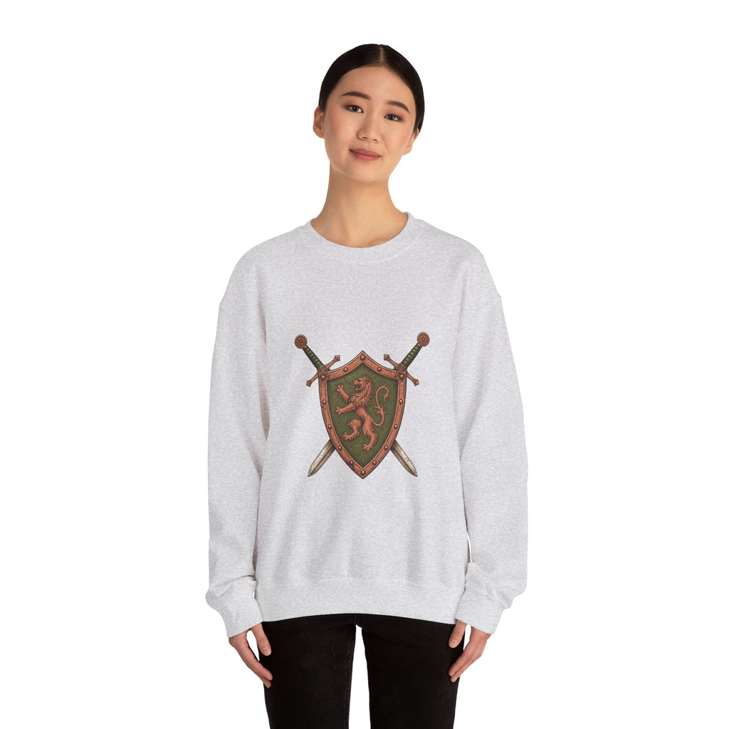 Matching Couple Sweatshirt - Crown & Shield Matching Couple Premium Fleece Sweatshirt Hand-Drawn Art His Hers Anniversary Gift - Design B