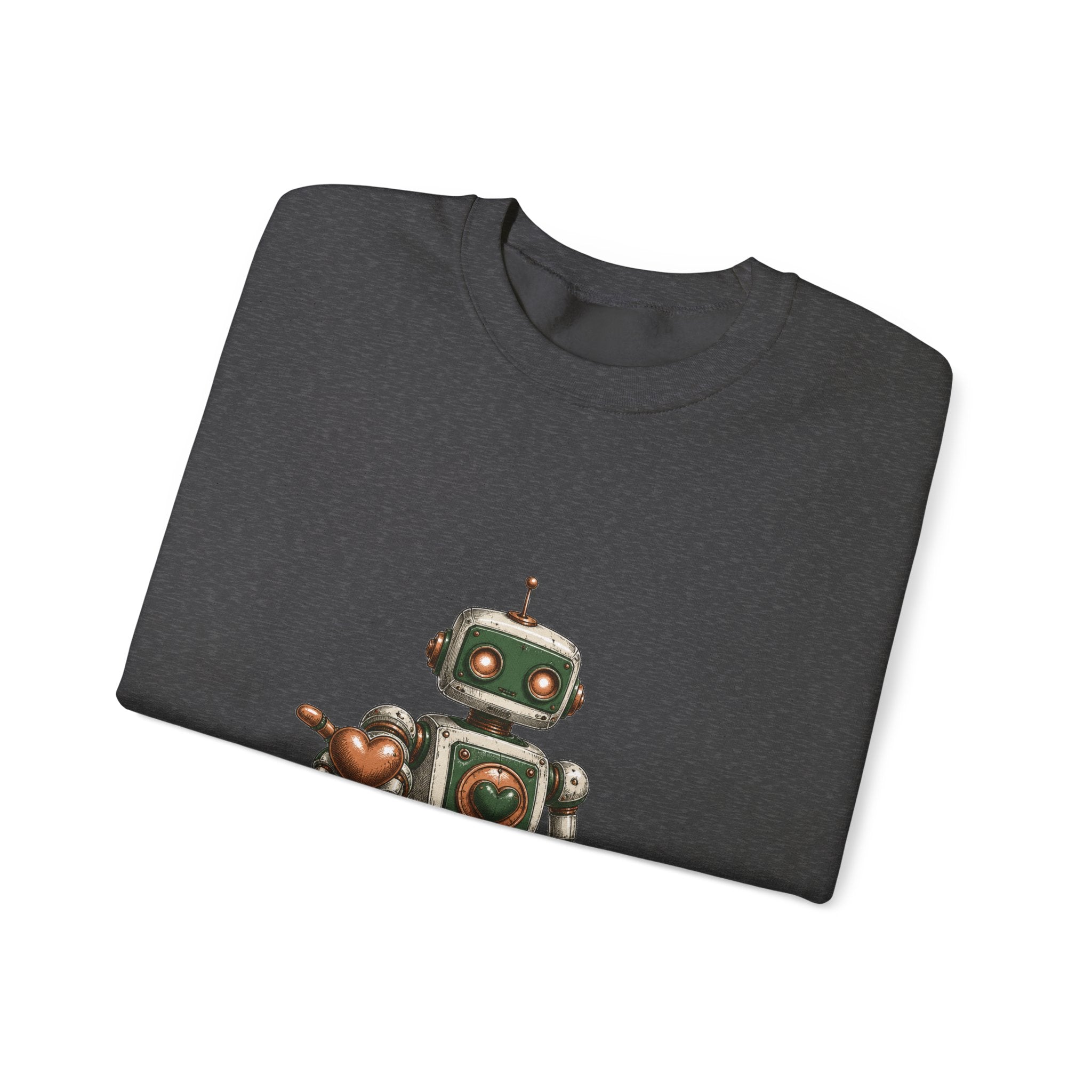 Matching Couple Sweatshirt - Robot & Heart Matching Couple Crewneck Sweatshirt Hand-Drawn Art His Hers Best Friend Gift - Design A